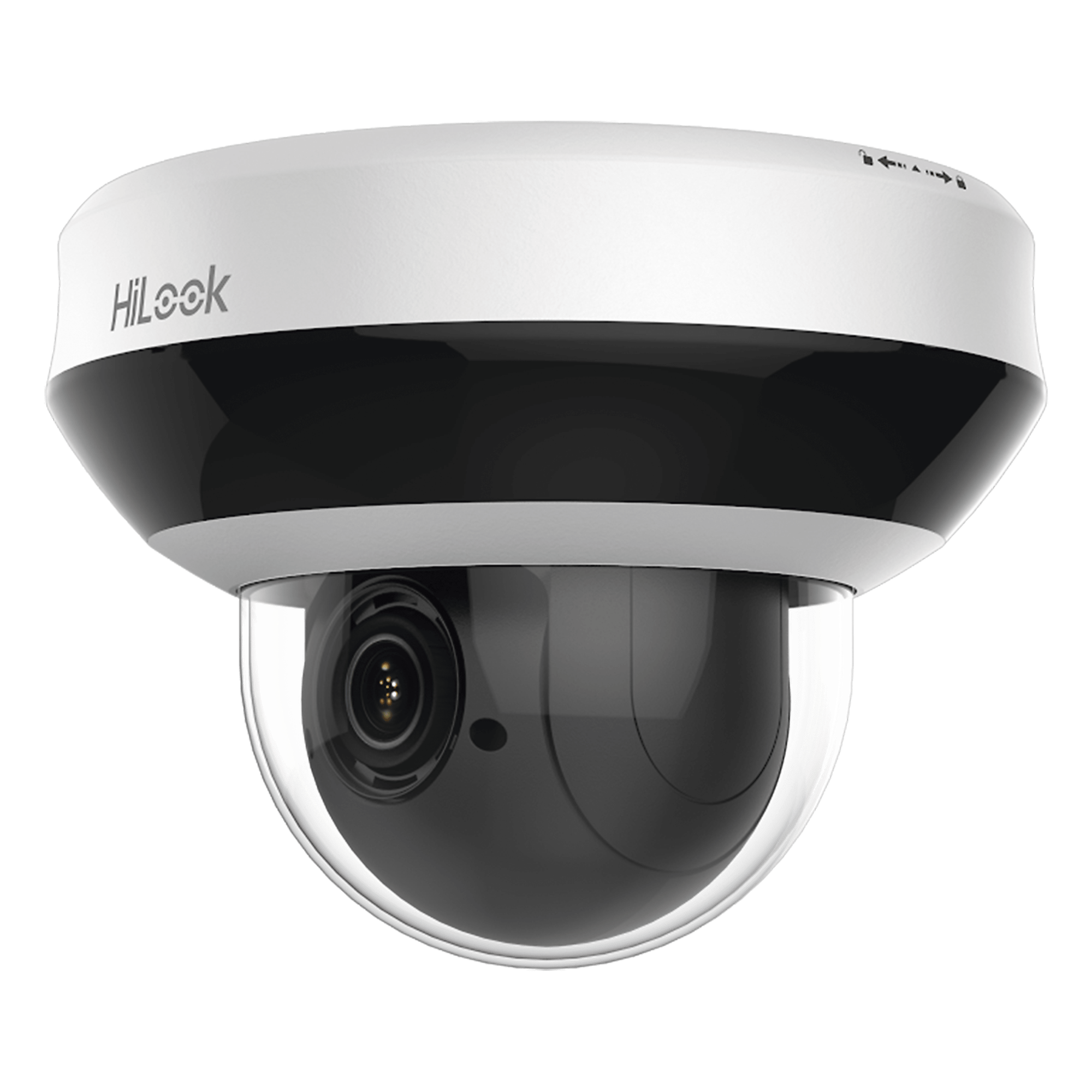 Mini PTZ IP 4 Megapixel / 4X Zoom / Audio Bidireccional / H.265+ / 20 mts IR EXIR / WDR 120 dB / PoE / IK10 / IP66 / Ultra Baja Iluminación / Micrófono Integrado / Micro SD — HiLook by HIKVISION · SKU PTZ-N2404I-DE3(G)