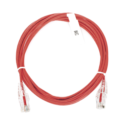 Cable de Parcheo Slim UTP Cat6 - 3 Metros (9.84 Pies) Rojo Diámetro Reducido (28 AWG) — LINKEDPRO BY EPCOM · SKU LP-UT6-300-RD-28