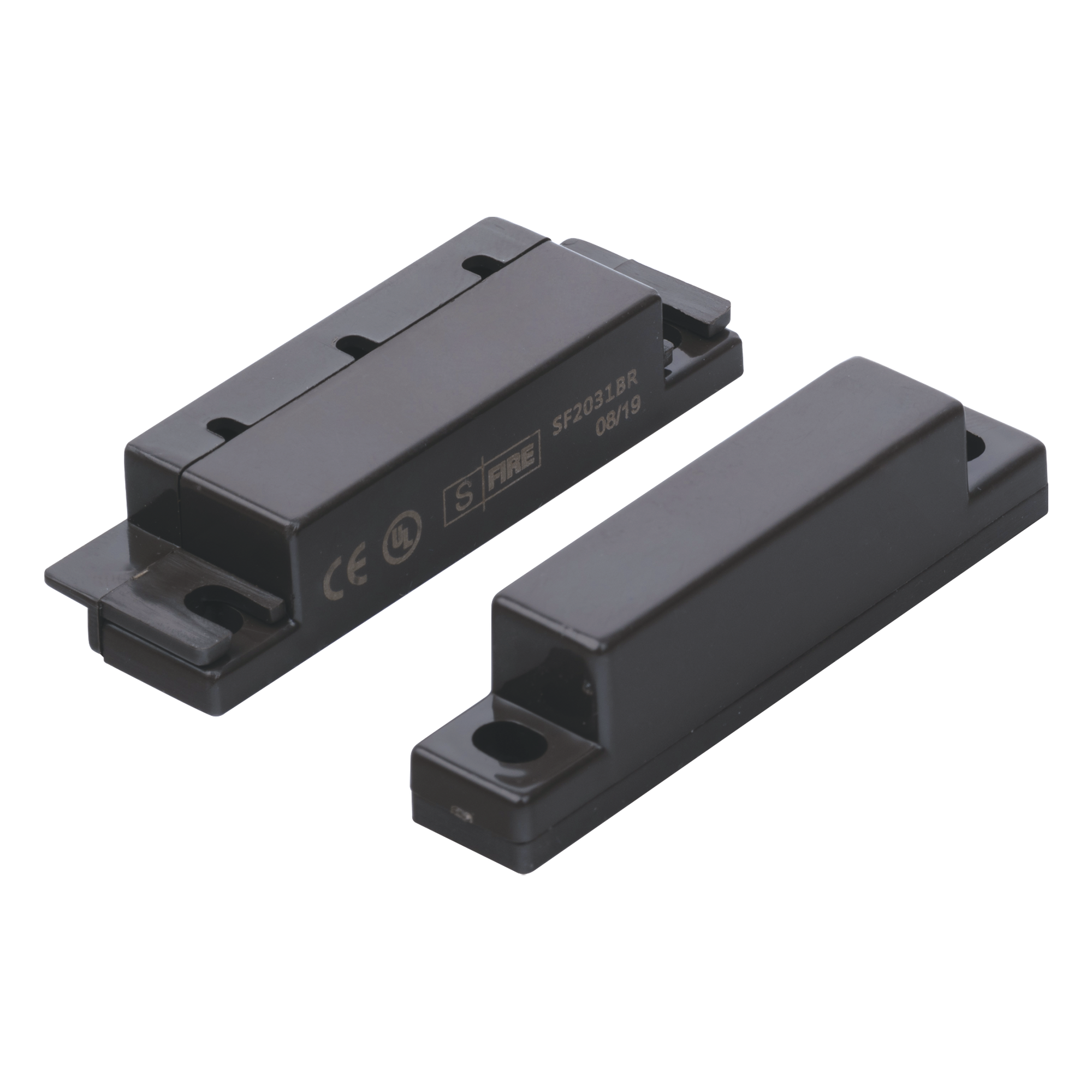 Contacto Magnético SFIRE SF-2031BR / GAP 33 mm / Certificaciones UL y CE / Color Café / Sensor Reed Switch NC · SKU SF-2031BR