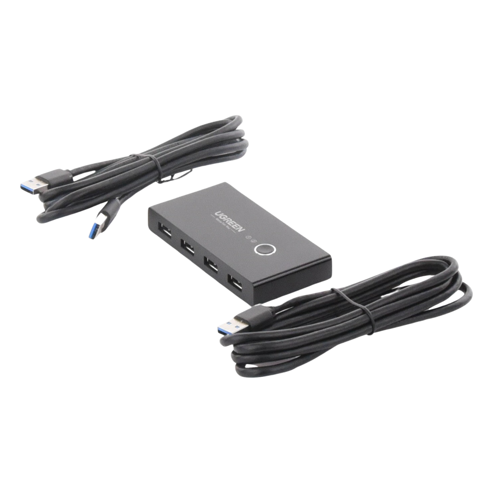 Conmutador USB para Compartir 4 Puertos USB 3.0 a 2 PC Ìs | Cambio Mediante Botón | Incluye Dos Cables USB de 1.5 m | ABS | Permite que 2 Usuarios Compartan 4 Dispositivos Periféricos USB3.0, como una impresora, un escáner, etc.