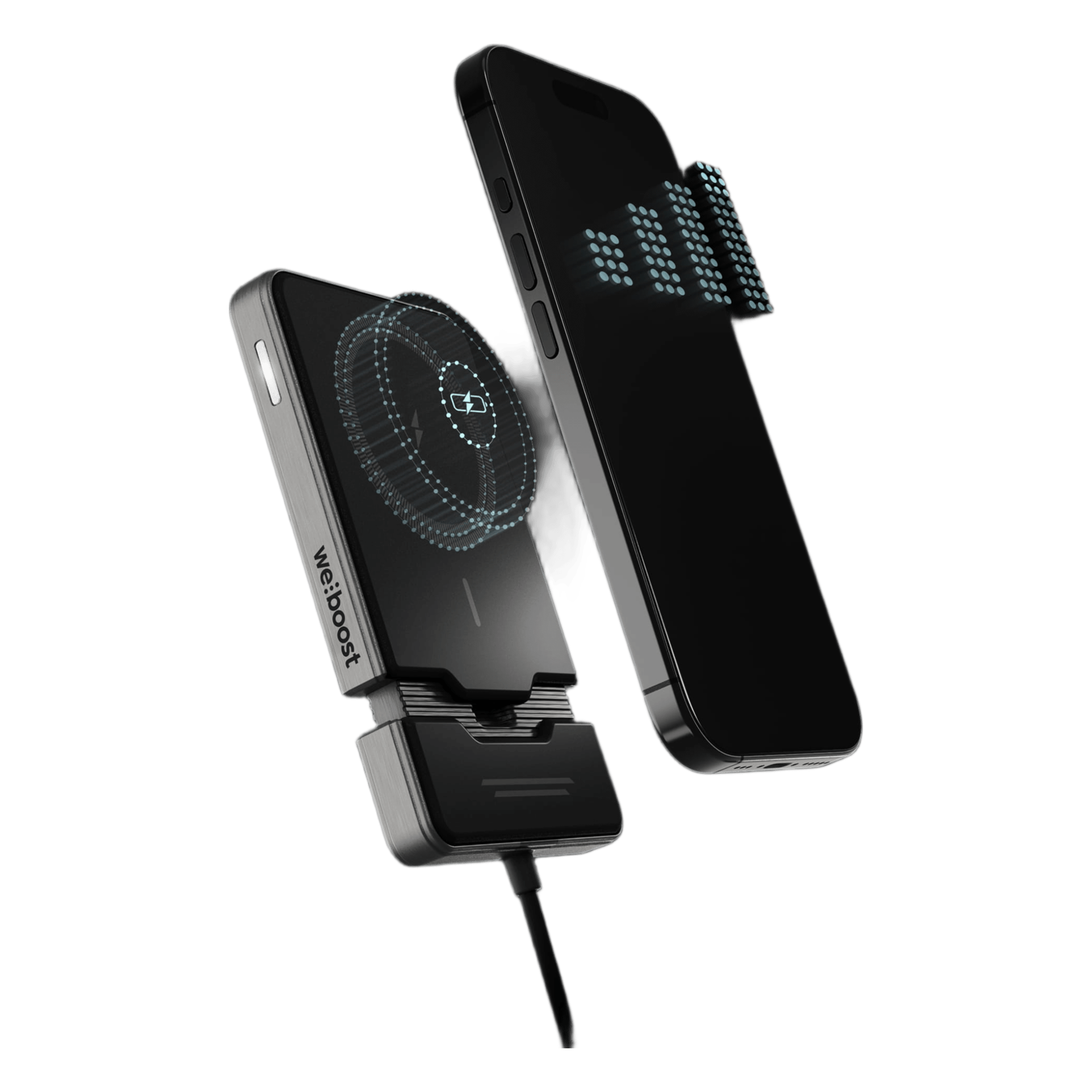 Amplificador de Señal Celular para Vehículo / Prioridad Individual / Cargador Qi2 / Antena Magnética / 23 dB / Tri Banda / 50 Ohm