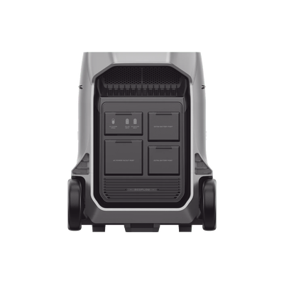Estación de Energía Portátil DELTA PRO3 / 4096Wh Litio LFP / 5 AC 4000W (8000W Pico) / 2 USB-C 100W / Capacidad para Aumentar Respaldo / Cargador de Coche 10A a 12.6V / Conectividad WiFi y Bluetooth (App) / Carga Solar 2600W Max. (2 P