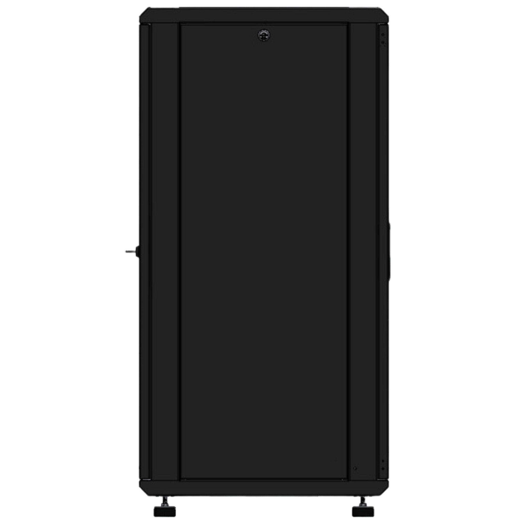Gabinete Rackeable 19 Pulgadas / 24 Unidades / Piso / Puerta de Cristal / Acero Calibres 16-18-20 / Capacidad 750 Kg / Dimensiones 600x605x1190 mm (23.6x23.8x46.9 in) / Ventilación 120 mm, Niveladores Incluidos