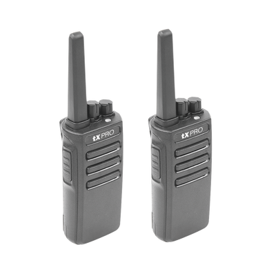 Par de Radios Portátiles Analógicos / UHF 400-470 MHz / 5W / 16 Canales / Scrambler / CTCSS/DCS / VOX y Scan — TXPRO · SKU TX600DUO