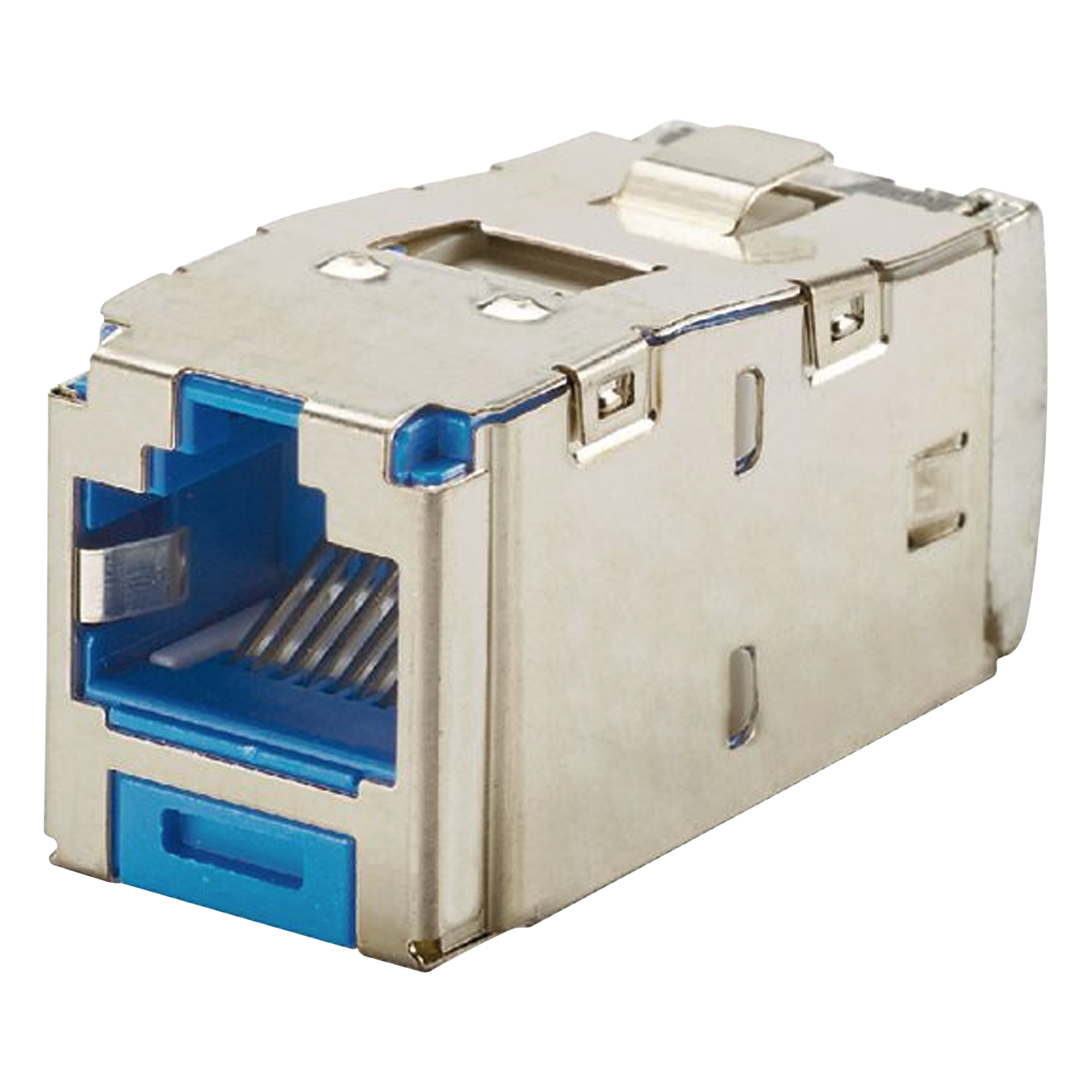 Conector Jack RJ45 Blindado, Estilo TG, Mini-Com, Categoría 6A, de 8 Posiciones y 8 Cables, Color Azul — PANDUIT · SKU CJS6X88TGBUY