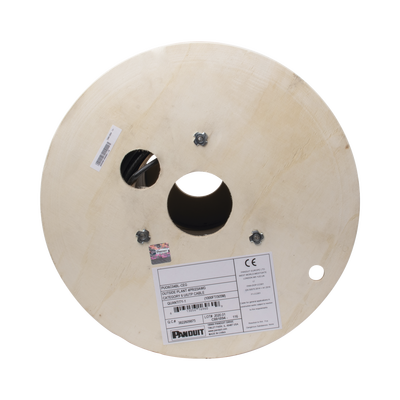 Bobina de Cable UTP de 4 Pares, PanNet, Para Exterior con Gel, Cat6 (23 AWG), Industrial para Climas Extremos, Color Negro, 305 Metros (1000 Pies)