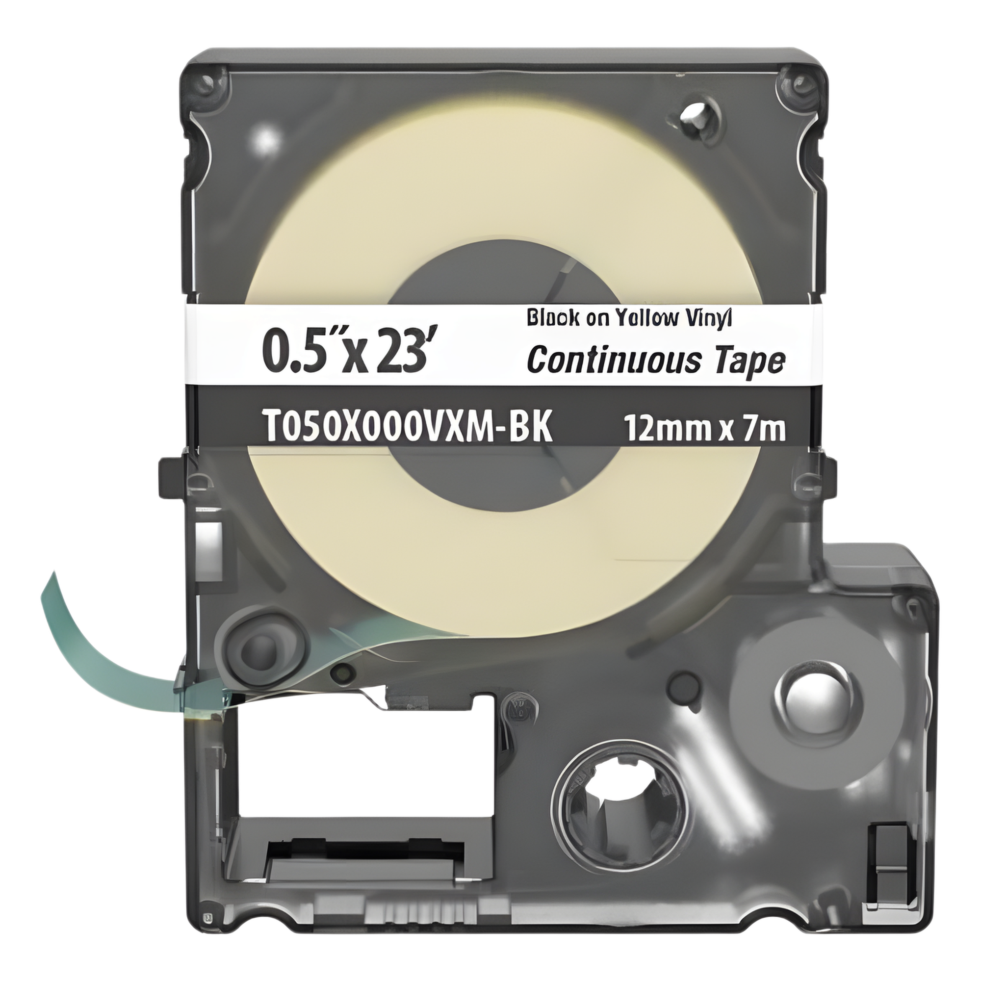 Casete de Etiquetas de Vinilo de Cinta Continua, Color Negro Sobre Amarillo, Uso Interior/Exterior, 9 mm de Ancho x 7 Metros (22.97 Pies) de Largo — PANDUIT · SKU T050X000VXM-BK