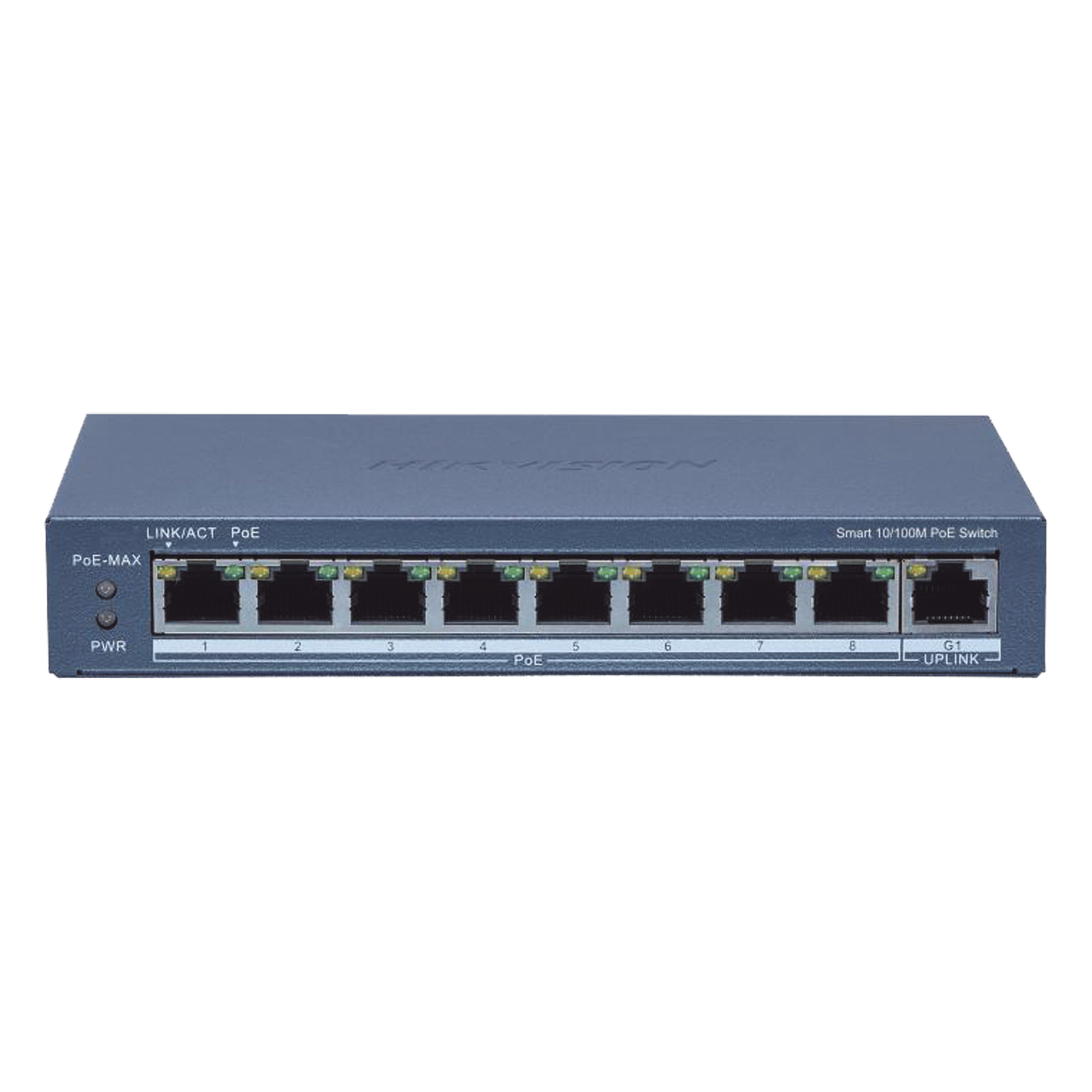 Switch Administrable PoE+ / 8 puertos 100 Mbps PoE+ / 1 puerto 1000 Mbps de Uplink / PoE hasta 300 Metros / Conexión Remota desde Hik-ParnerPro / 110 W — HIKVISION · SKU DS-3E1309P-EI(B)