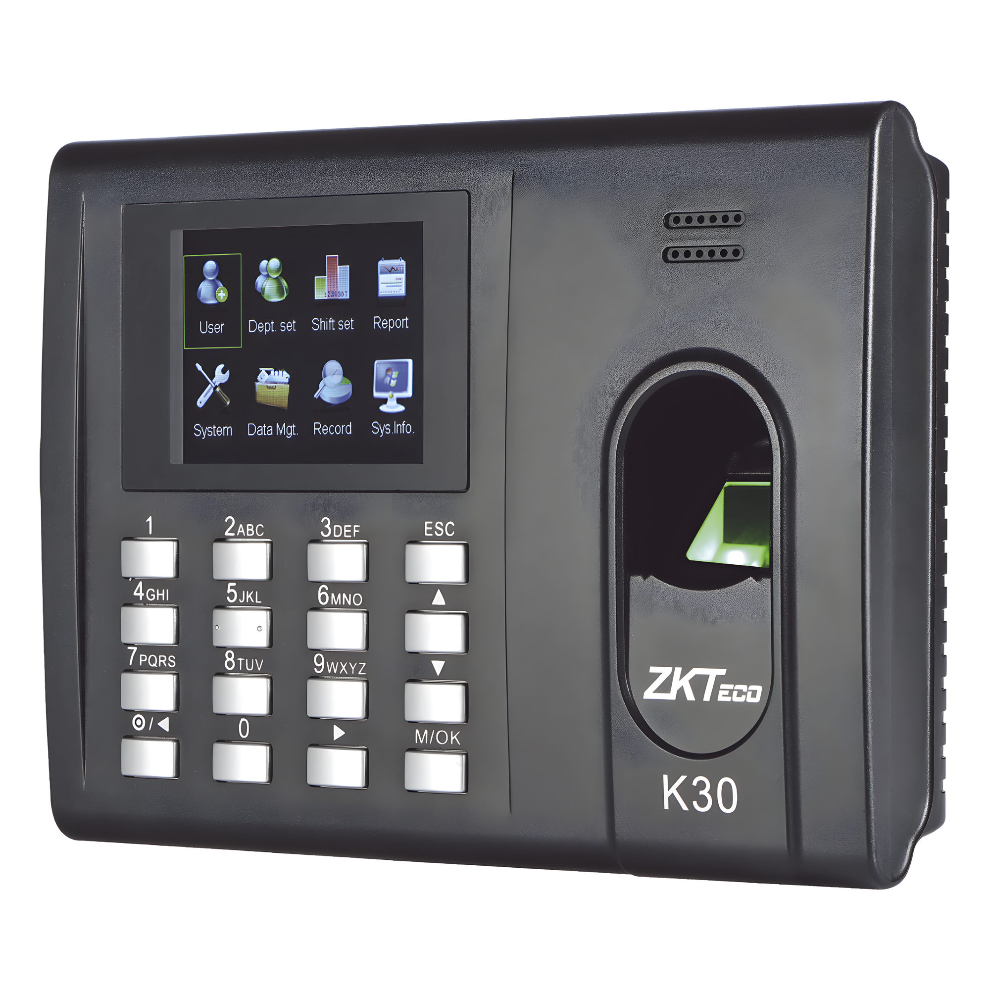 Terminal de Tiempo y Asistencia / Huella y Tarjeta 125 kHz / 1,000 Huellas / Batería de Respaldo / TCP/IP USB / Control de 1 Puerta — ZKTECO · SKU K-30