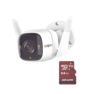 Kit de Cámara IP Wi-Fi / Incluye 1 Pieza Modelo TAPO-C320WS / Utiliza La App Tapo / 1 Memoria Micro SD Modelo Mod HS-TF-E1/64G