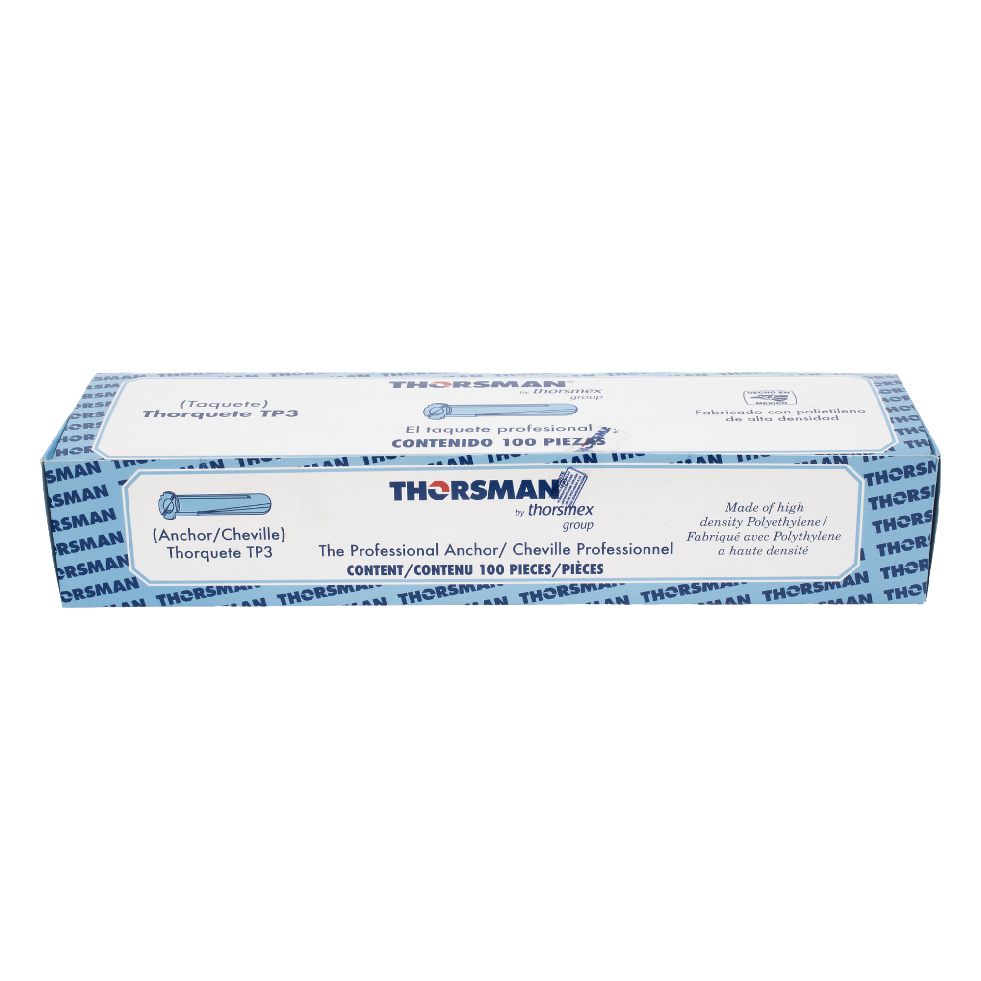 Taquete azul 3/8" para tornillo 12mm x 2" (100pzs) (1105-05100)