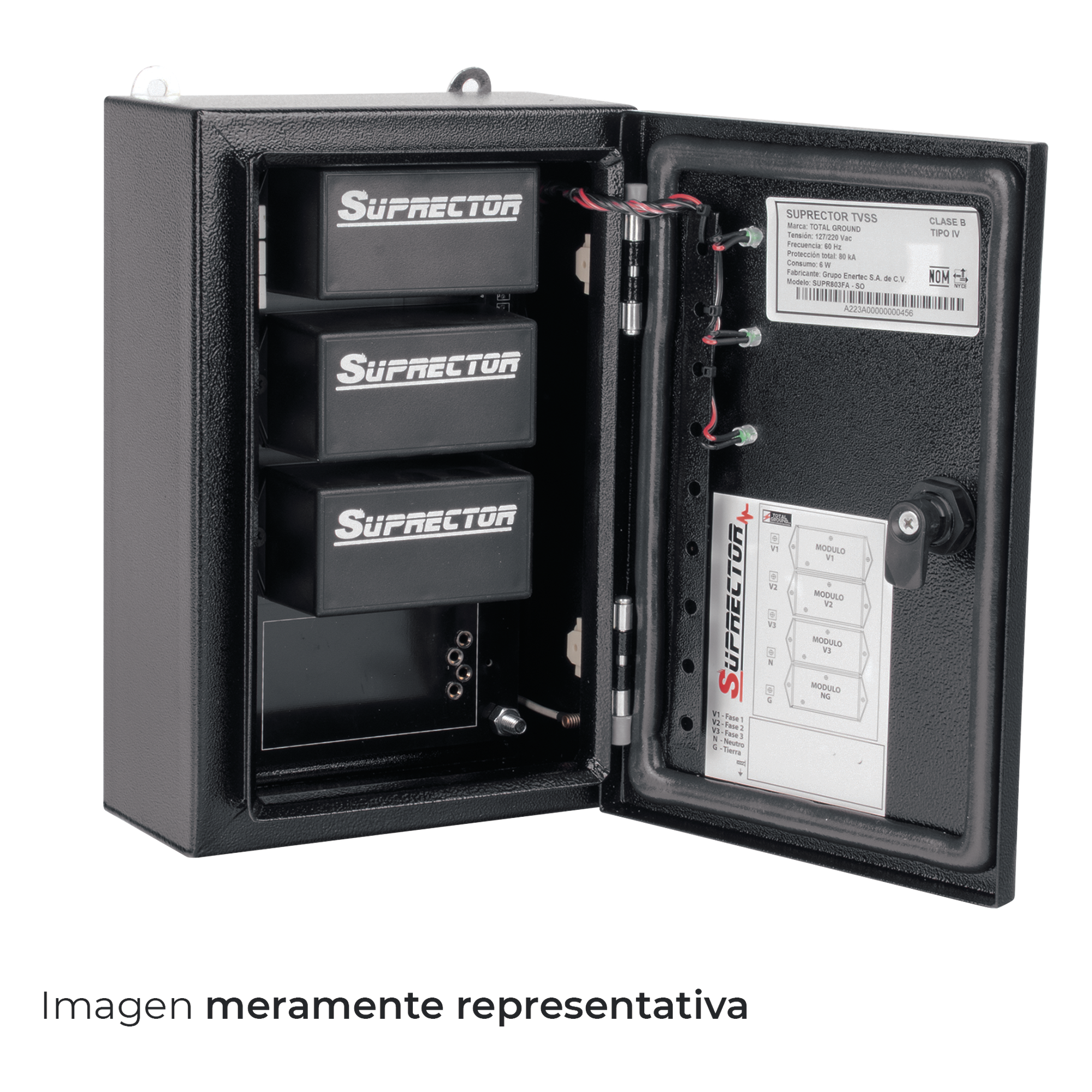 Supresor de Transientes Clase B / 60 kA / 127/220 Vca / 1 Fase / NEMA 4 / Gabinete de Acero