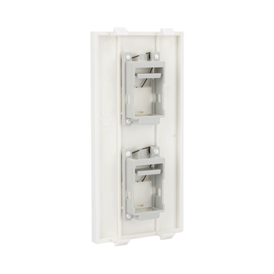 Placa Plana de Voz y Datos con Guardapolvo para 2 RJ45 / Color Blanco / 2 Puertos para Jacks Keystone / Compatible con Cajas de Pavimento SM-CPAV-2 y SM-CPAV-4 / Modelo S76B/9