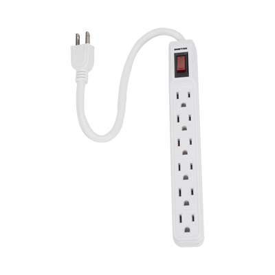 Multicontacto con cable 30 cm. 6 tomas 127 Vca línea, tierra, neutro 15 A max.