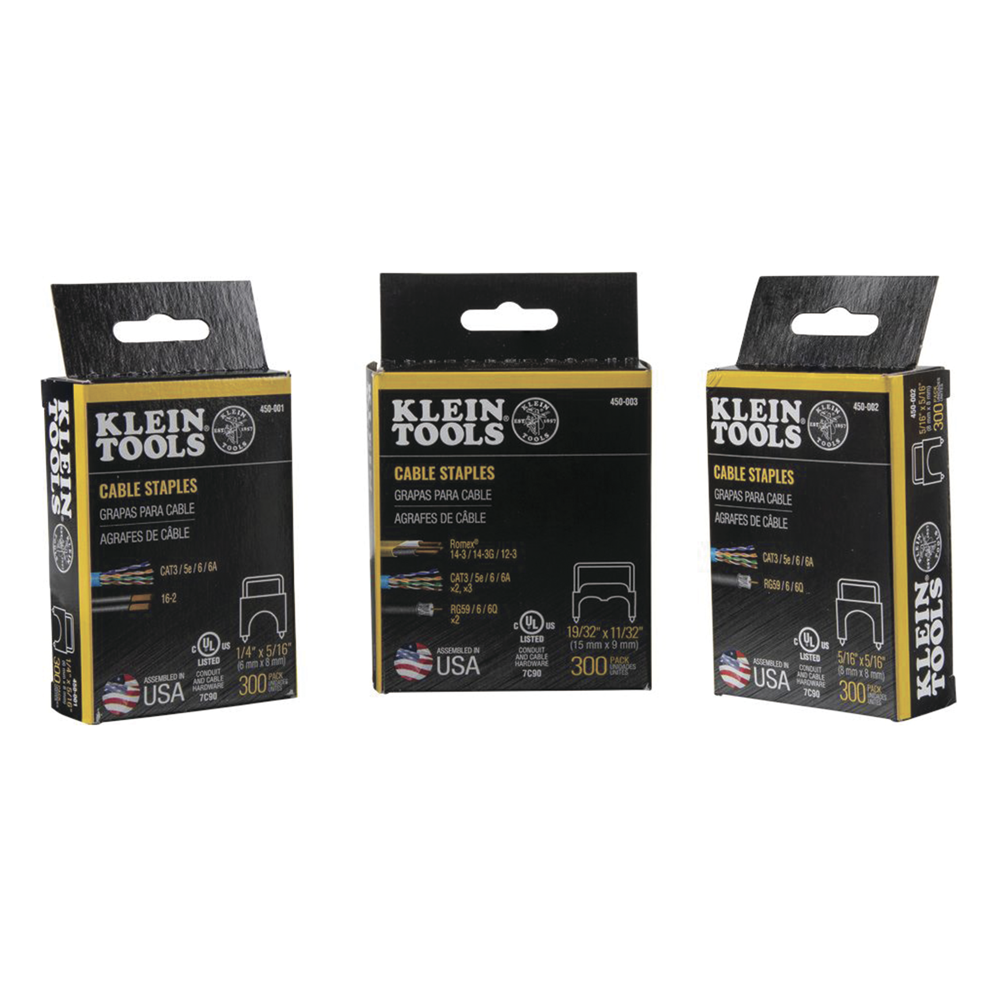 Paquete de 300 Grapas con Aislamiento, para Cables NM (RomexÆ) como 14/3, 14/3G, 12/3 y otros cables de hasta 11/32 x 19/32 (9 mm x 15 mm / 0.35 x 0.59 pulgadas).
