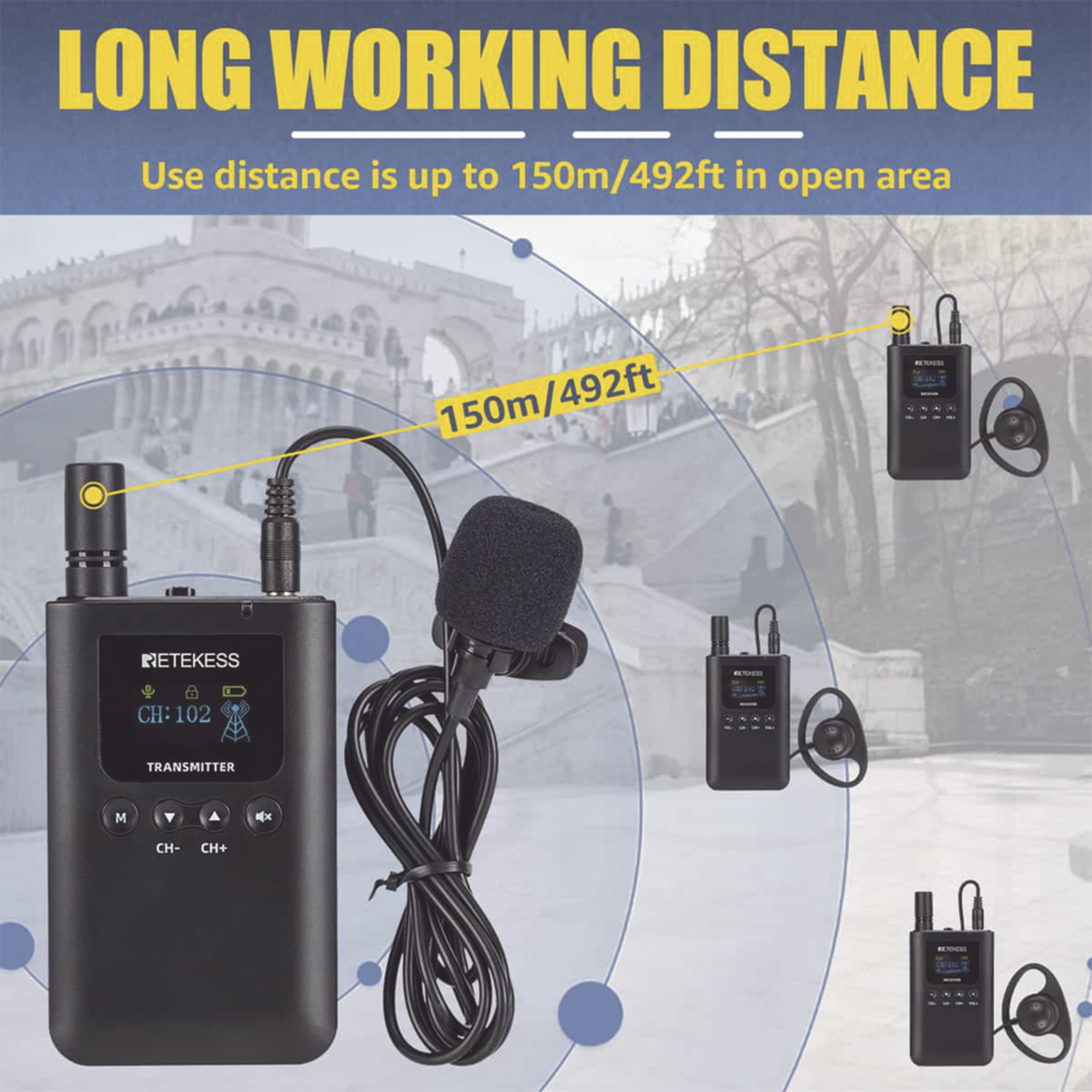 Kit para guía turístico de 1 transmisor y 10 receptores