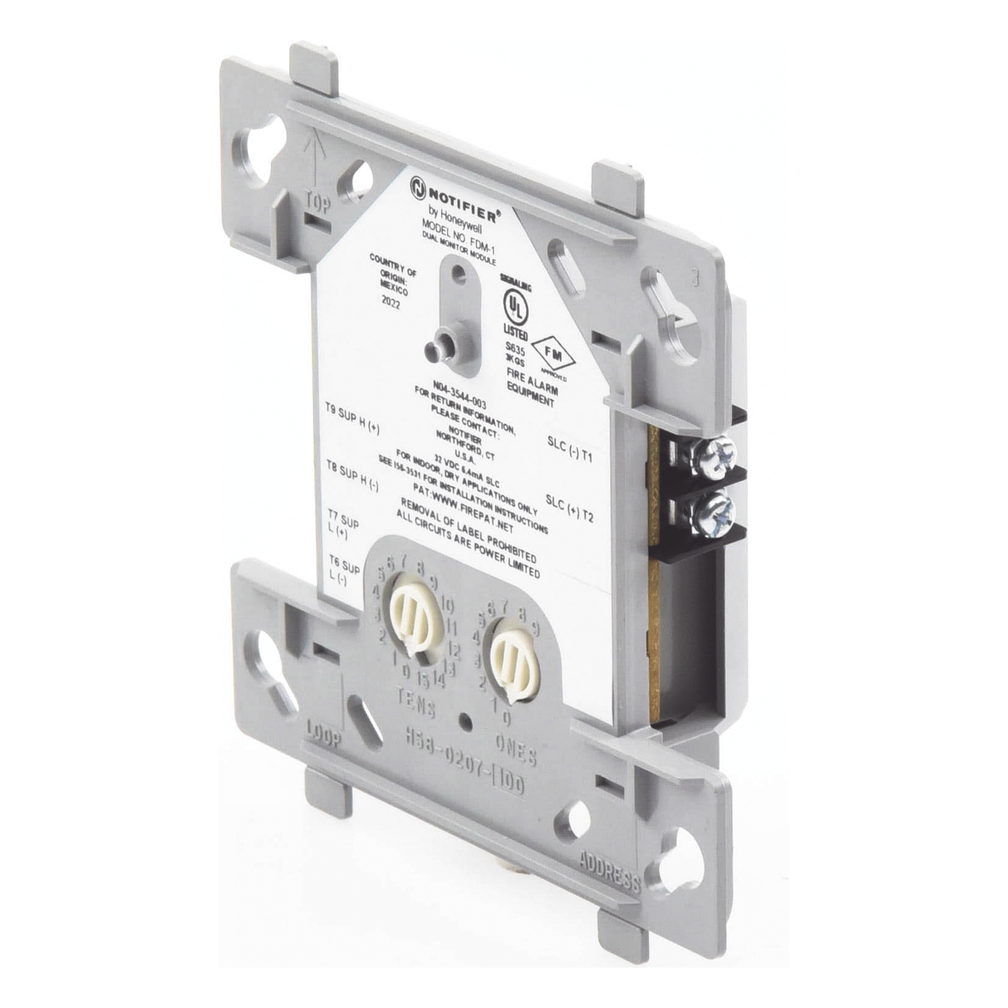Módulo Monitor Dual Direccionable / 2 Circuitos IDC Clase B / Autoasignación Consecutiva / Alimentación por Lazo SLC