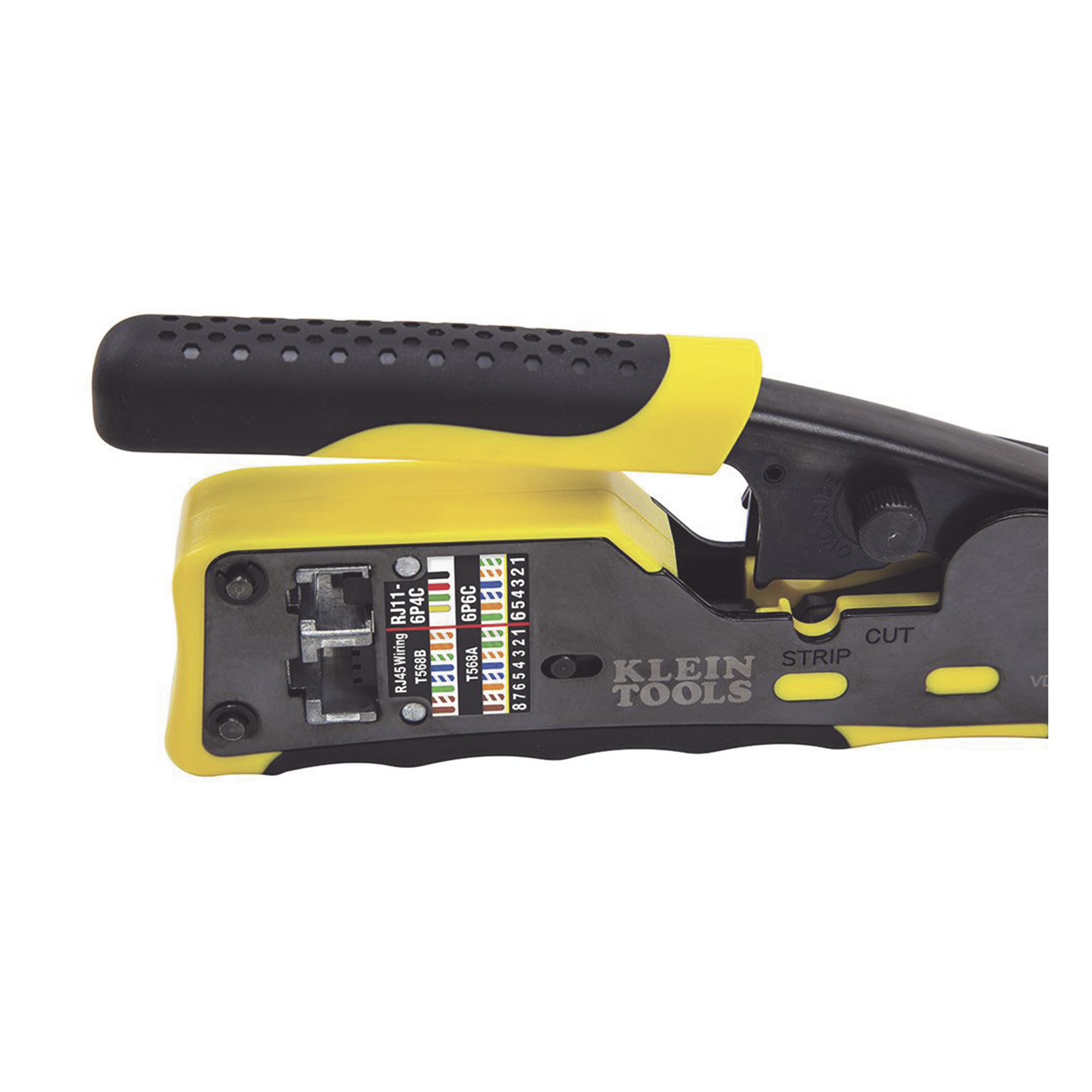 Ponchadora/Pelacables/Cortacables con Matraca para Conectores Pass-Thru RJ45 y Conectores Estándar RJ11/RJ12.