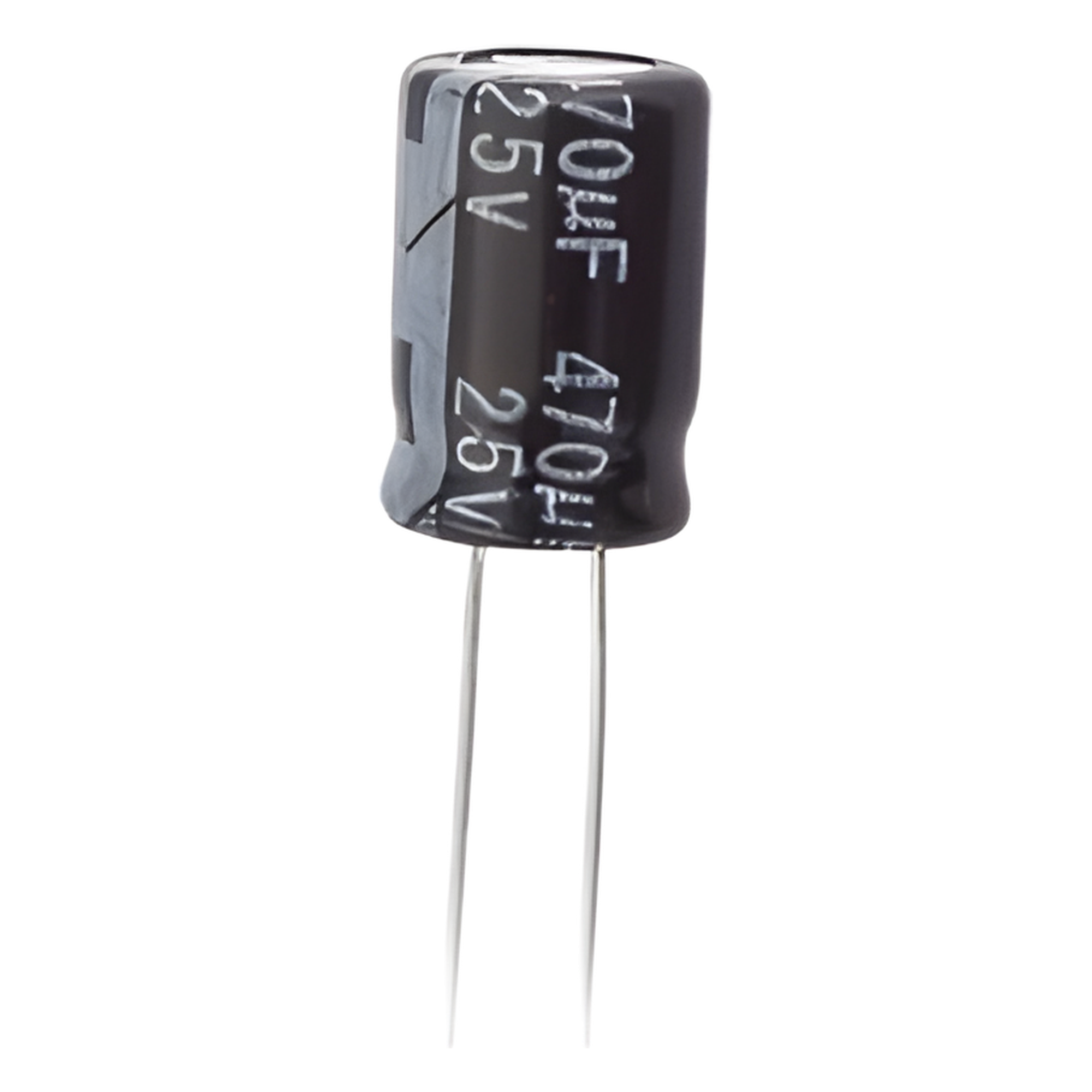 Capacitor Electrolítico de Aluminio, Radial de 470 µFd, 25 Vcc, 105 °C, 8 x 15 mm. — SYSCOM · SKU 0470M0025V