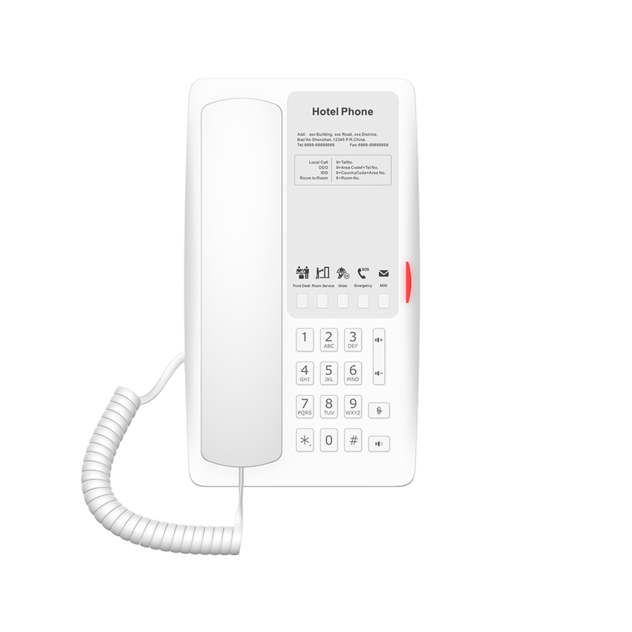 Teléfono IP Hotelero Wi-Fi 6 / 2 Líneas SIP / Doble Banda 2.4/5 GHz / 5 Teclas Programables / Puerto USB-A / PoE 802.3af / Audio HD