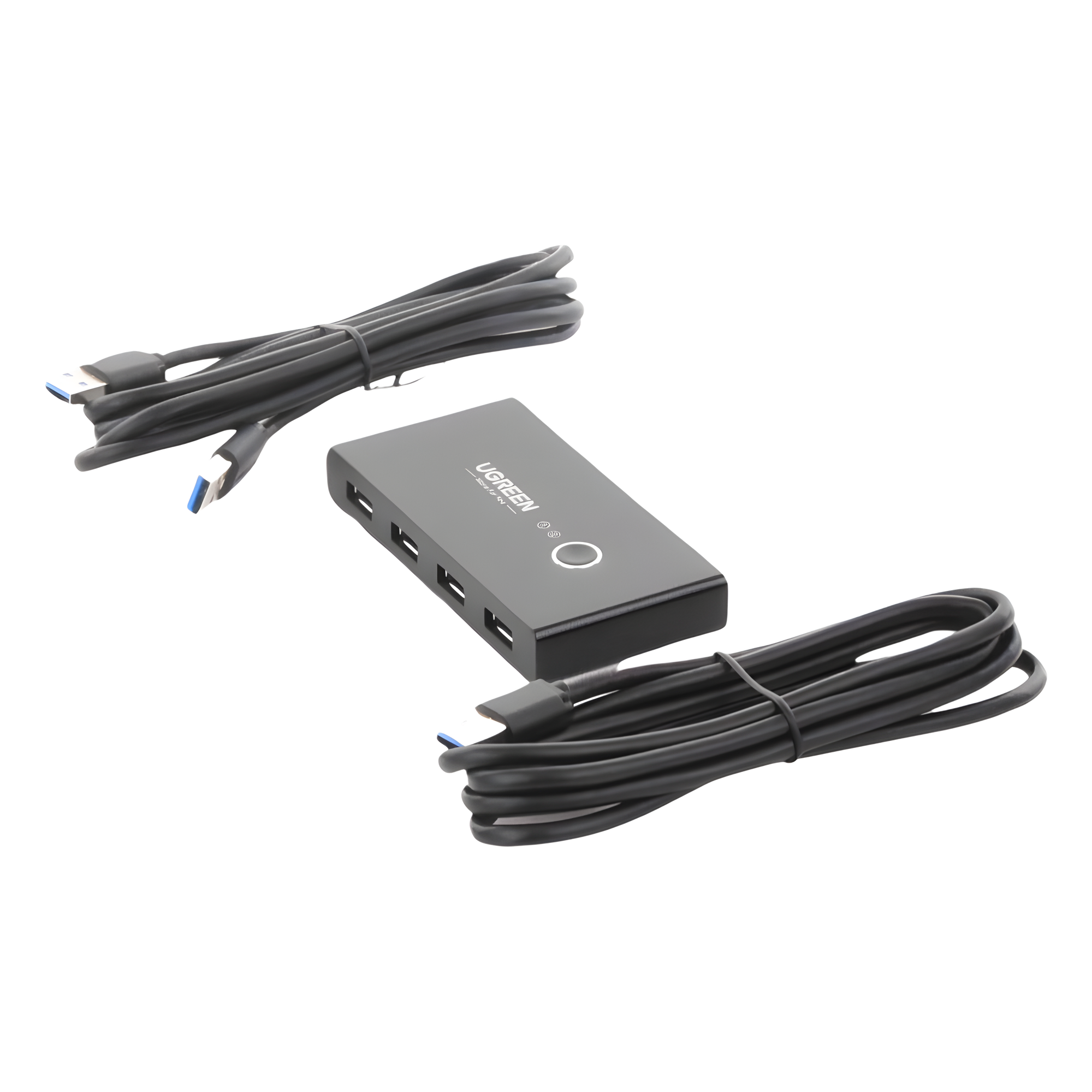 Conmutador USB para Compartir 4 Puertos USB 3.0 a 2 PC Ìs | Cambio Mediante Botón | Incluye Dos Cables USB de 1.5 m | ABS | Permite que 2 Usuarios Compartan 4 Dispositivos Periféricos USB3.0, como una impresora, un escáner, etc.