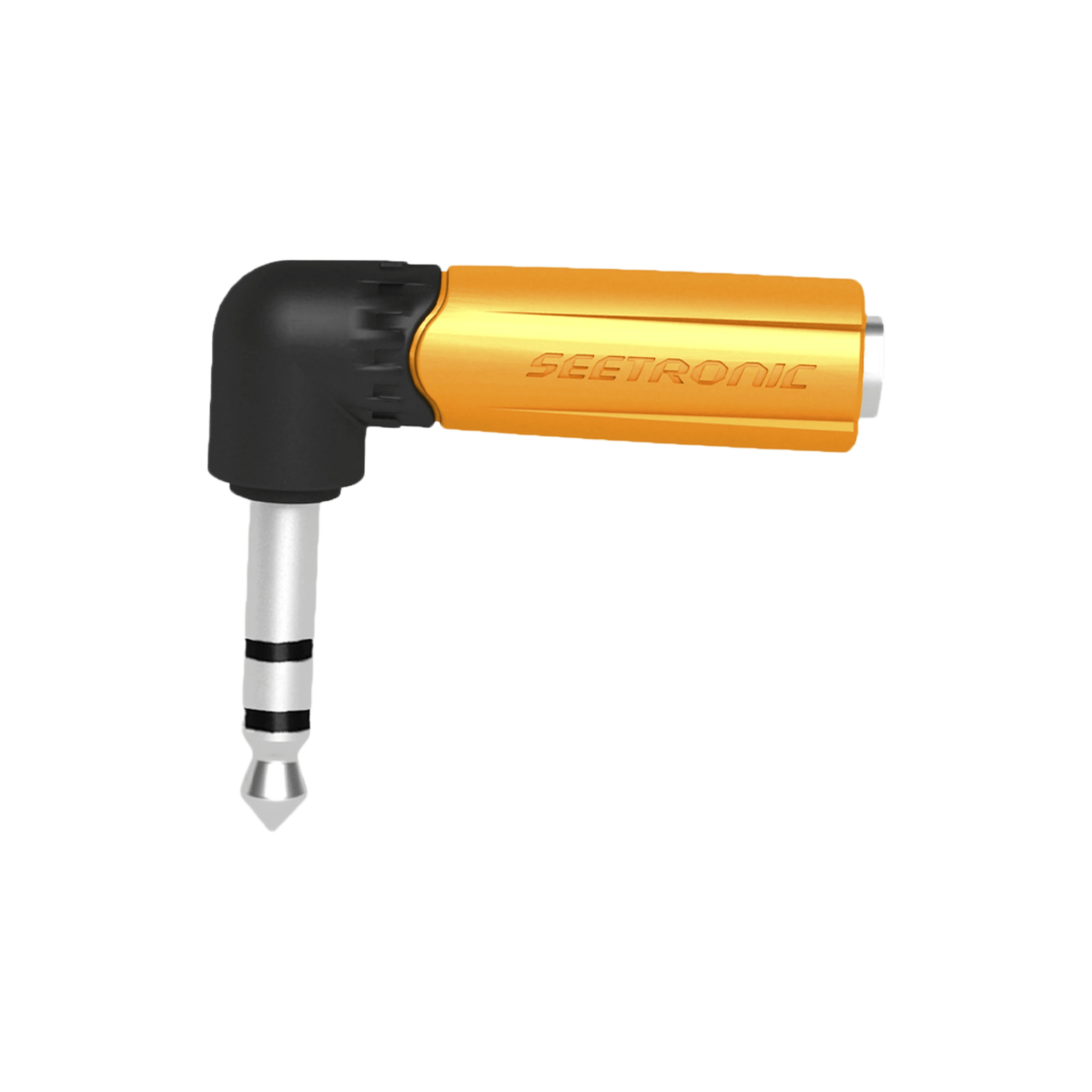 Conector Estéreo | 1/4in - 1/4in | Conector de angulo recto | Adaptador de Carcasa de Plastico