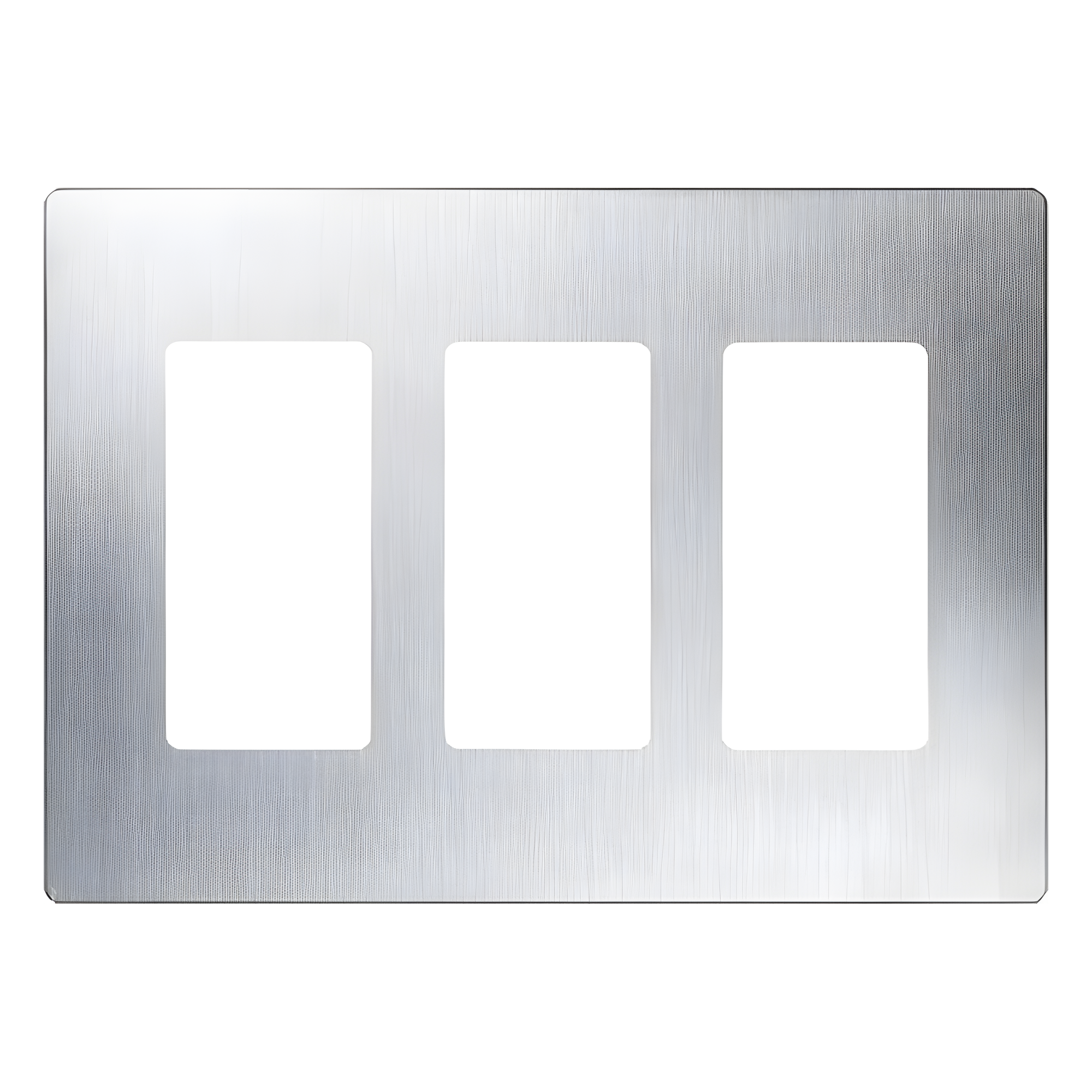 Placa de pared Claro de 3 espacios sin tornillos visibles, acabado en acero inoxidable, para atenuadores y controles Lutron Maestro, Diva, Skylark y control Pico — LUTRON ELECTRONICS · SKU CW3SS