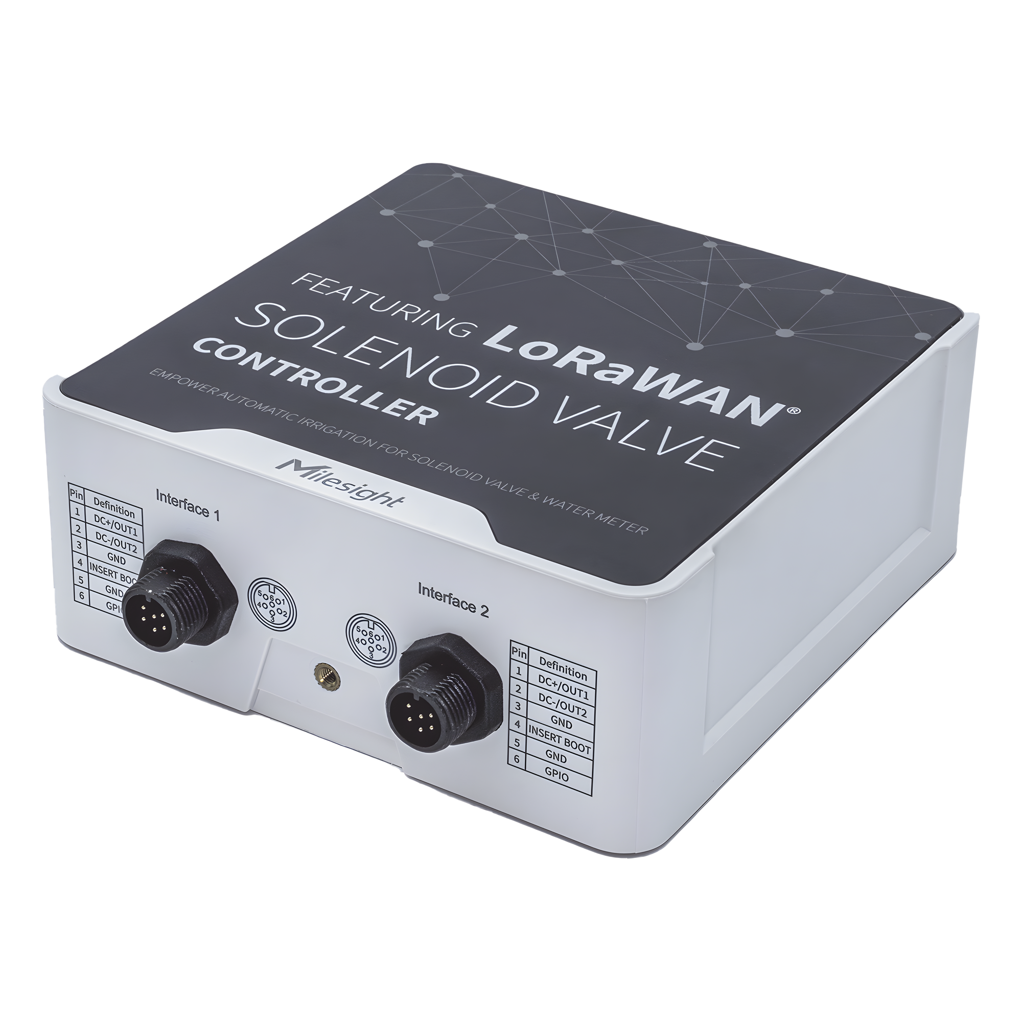Controlador IoT Industrial LoRaWAN para Válvulas Solenoides / 2 Salidas CC / 2 Entradas por Pulsos / IP67 — MILESIGHT · SKU UC512DI915M