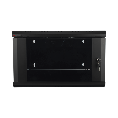 Gabinete de Pared Desarmado / 6U / 19 Pulgadas / 600 x 550 x 382 mm / Cristal Templado 5 mm / Carga Estática 60 kg / Acero SPCC RAL 9004 / IP20 Interior / RoHS — PRECISION · SKU PS06550GU