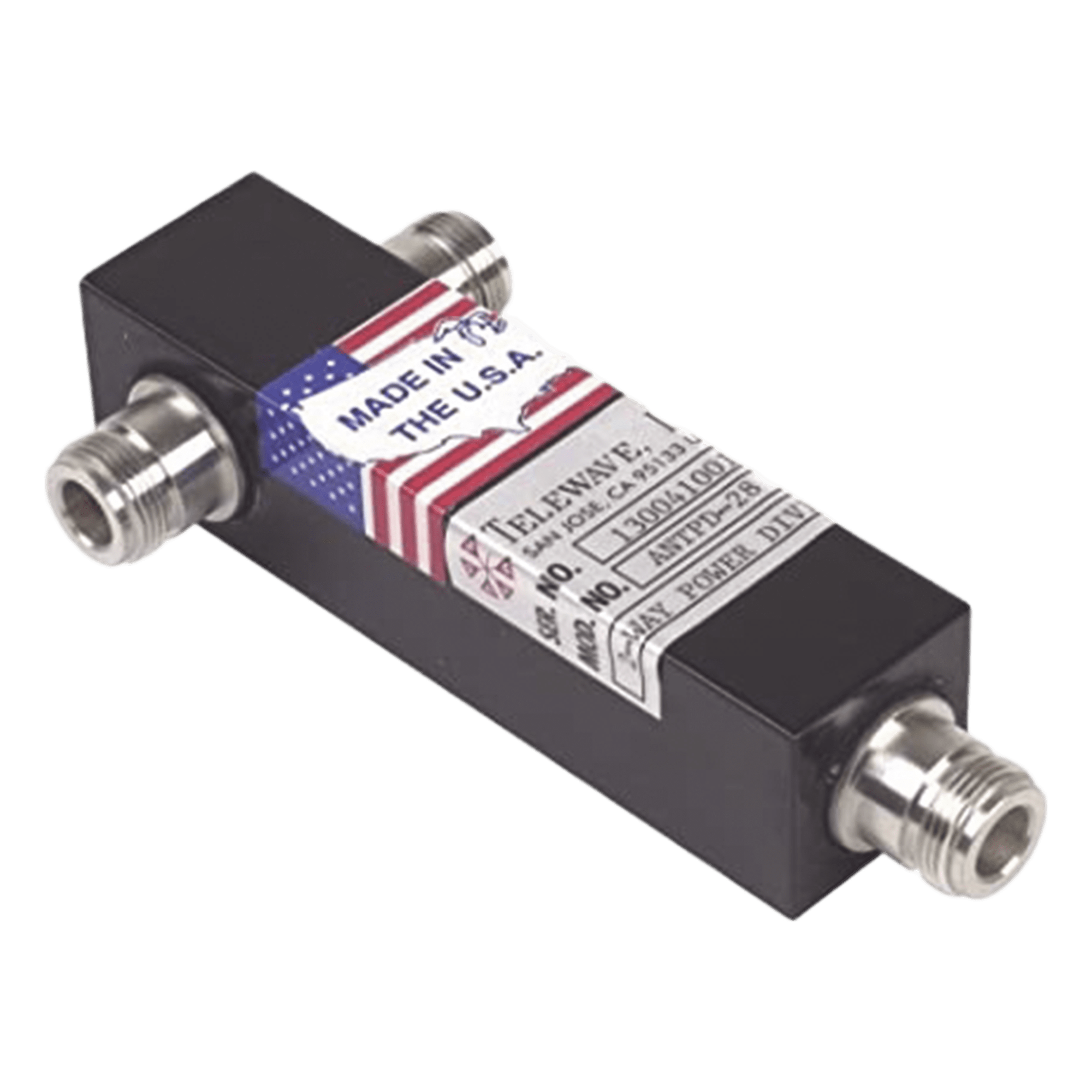 Divisor de Potencia de 2 Vías, 760-920 MHz, 500 W, Conectores N Hembra. — TELEWAVE, INC · SKU ANTPD-28