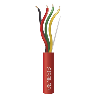 Carrete de Alambre 305 Metros (1000 Pies) / 4 x 16 AWG / Riser / Color Rojo / Tipo FPLR, CL3R, (UL) FT4 / Para Aplicaciones en Sistemas de Detección de Incendio y Sistemas de Evacuación — GENESIS · SKU 4312-1004