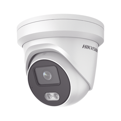 Turret IP 4 Megapixel / Imagen a color 24/7 / Lente 4 mm / Luz Blanca 30 mts / WDR 130 dB / Exterior IP67 / Micrófono Integrado / Captura Facial / Videoanaliticos (Filtro de Falsas Alarmas) / MicroSD — HIKVISION · SKU DS-2CD2347G2-LU