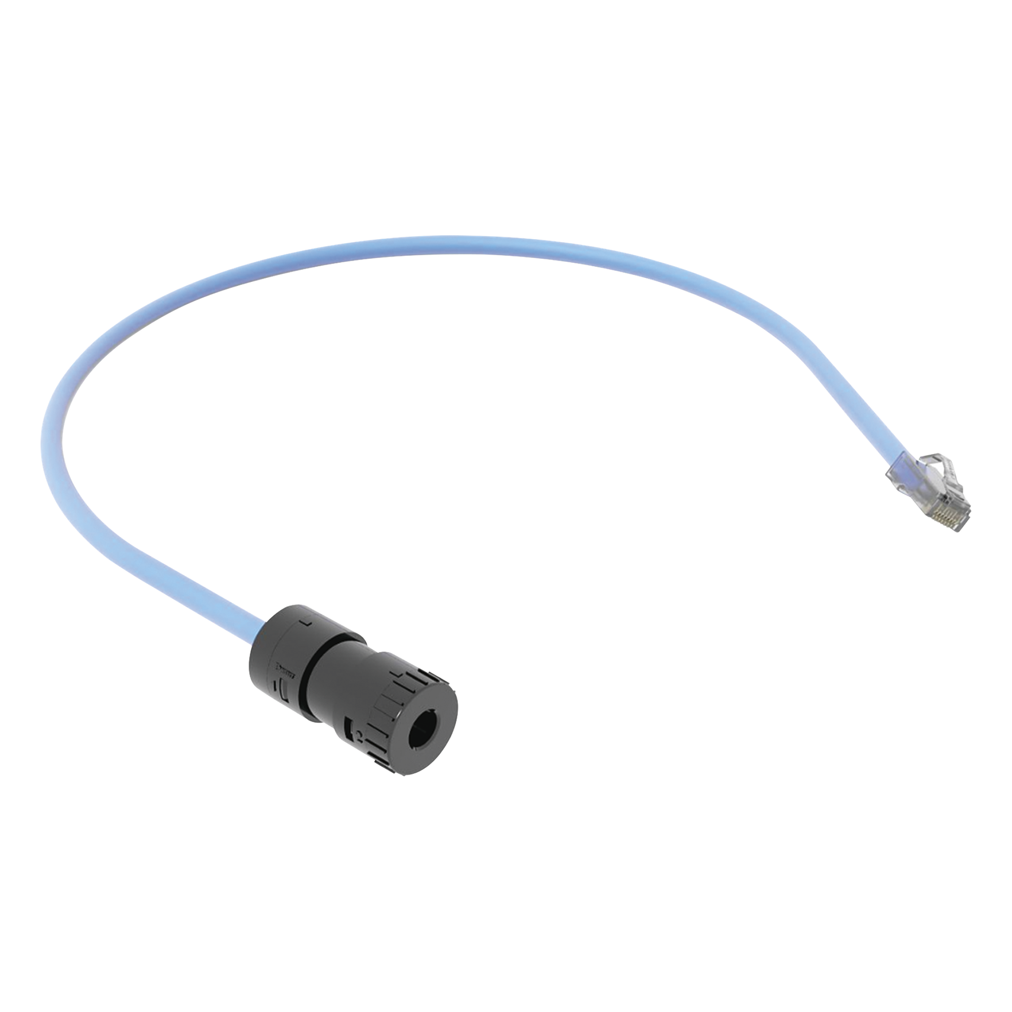 Cable de Conexión en Campo Jack a Plug RJ45, Categoría 6A, CMP (Plenum), 0.5 Metros (1.64 Pies), Color Azul — PANDUIT · SKU FC-ICCP0.5MBU