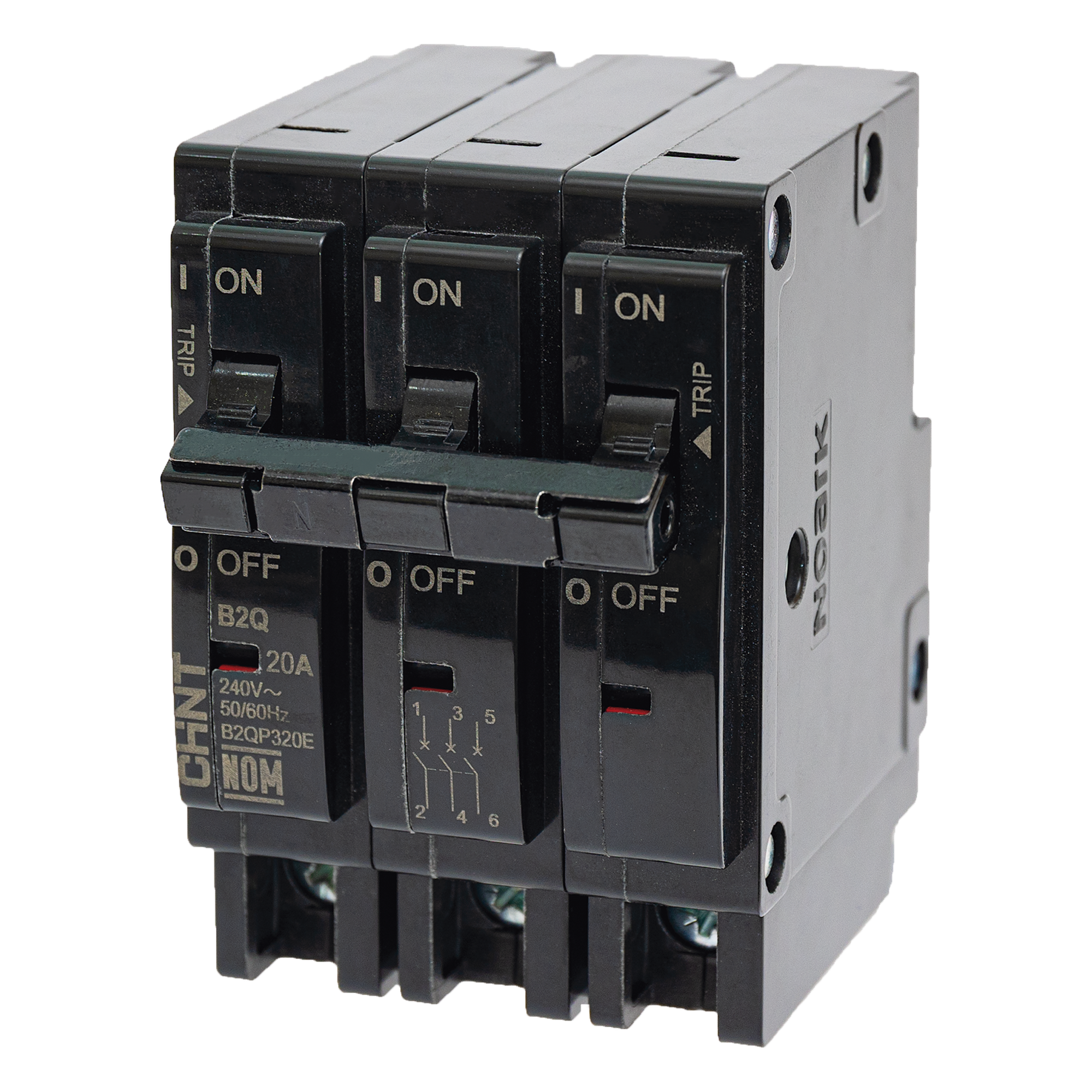 MCB - Interruptor Termomagnético Enchufable, Serie: B2Q, 3P, 15A, 240V (SKU:1002294) — CHINT · SKU B2QP315E