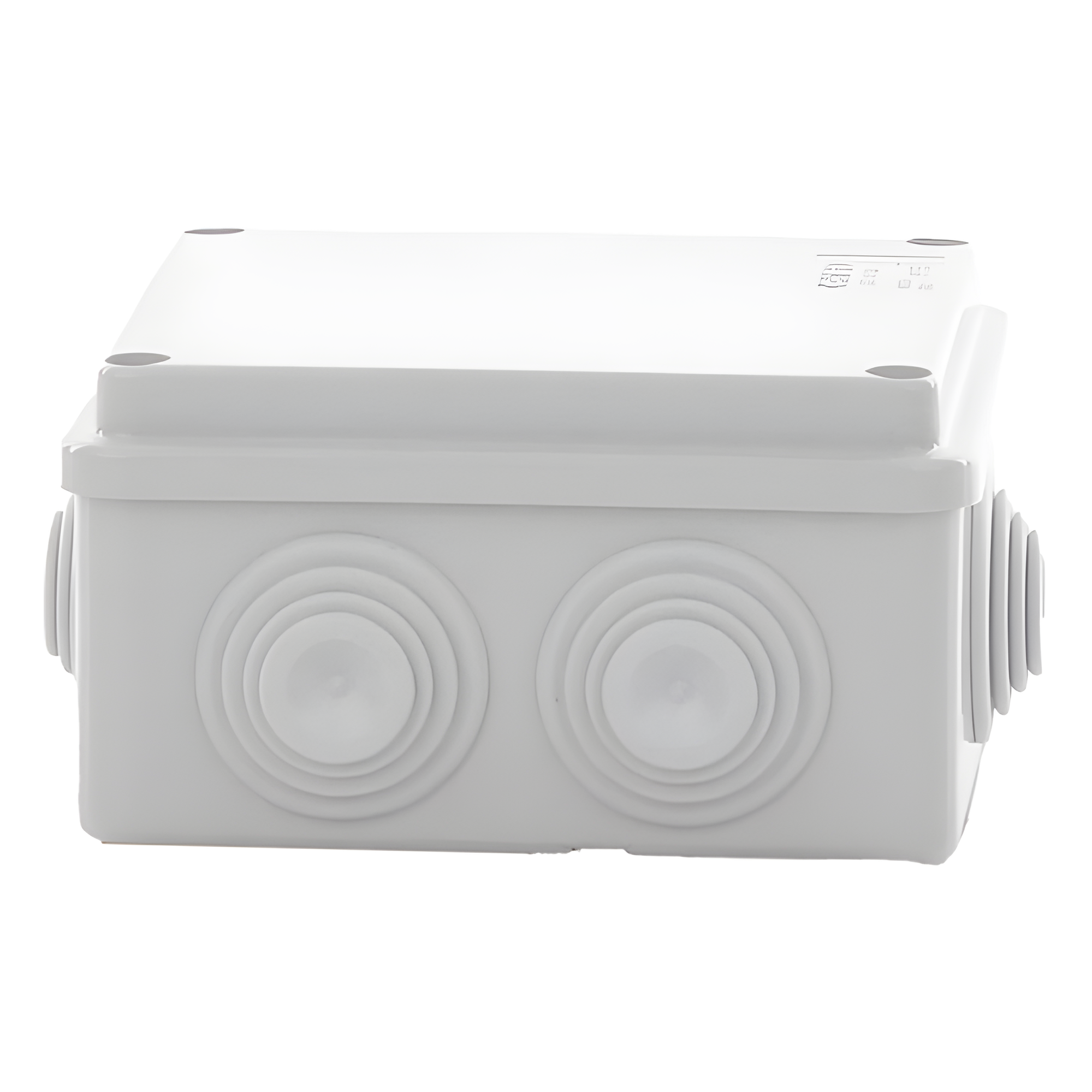 Caja Estanca de PVC Para Derivación y Conexión, 6 Entradas, Tapa Atornillada,100x100x50 mm (Área Interna), Uso Exterior IP55, Material que no Propaga el Fuego y Libre de Hálogenos