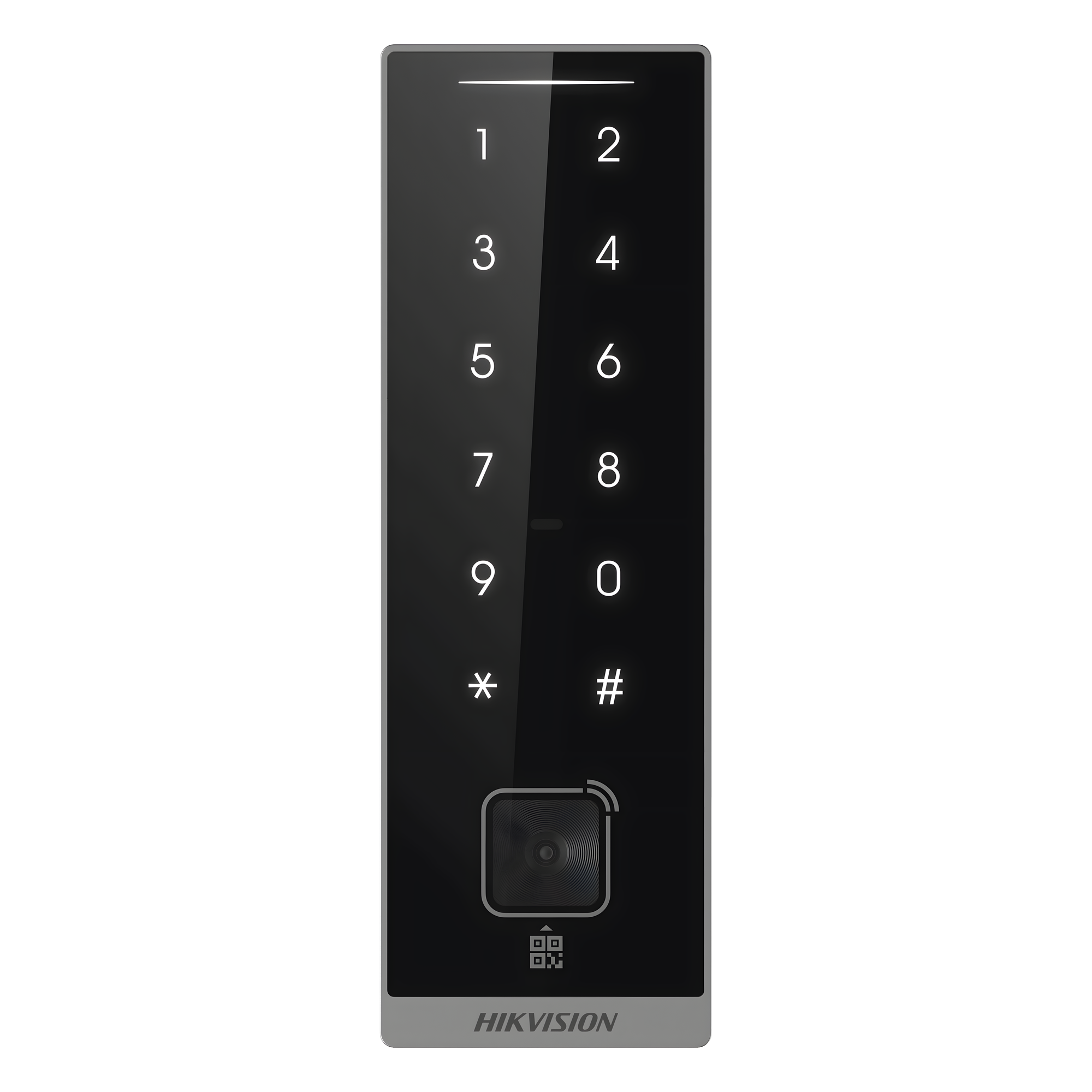 Teclado Esclavo con Lector de Tarjetas Virtuales Bluetooth y Códigos QR / Tarjetas MIFARE y PROX EM / Contraseñas / RS-485 Wiegand OSDP / Frecuencias 13.56 MHz y 125 KHz / Autenticación Tarjeta PIN QR Bluetooth / Táctil
