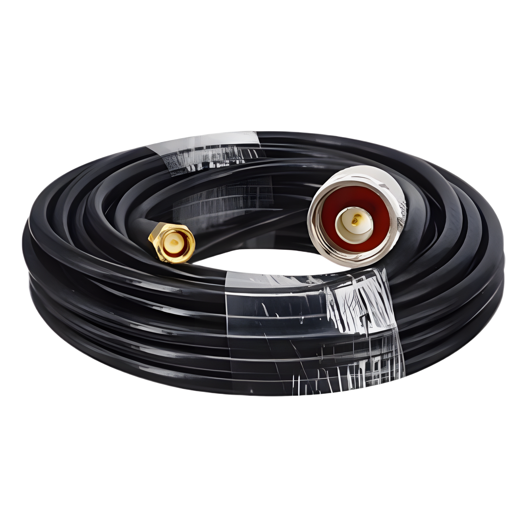 Cable Coaxial 10 Metros / Baja Pérdida / Diámetro 5 mm / Impedancia 50 Ω / Apantallamiento >90dB / Operación 5-3000 MHz / Conectores N y SMA Macho / Compatible NX9775 NX9776 NX9783 — IBERNEX · SKU NX9775/C10