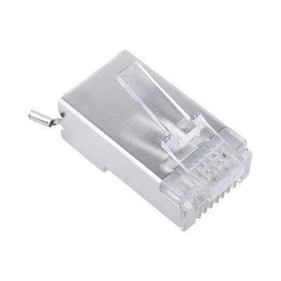Bote con 100 Piezas de Plug Modular RJ45 Cat6 Blindado con Pin de Tierra, Chapado de Oro a 30 Micras para Durabilidad Extrema