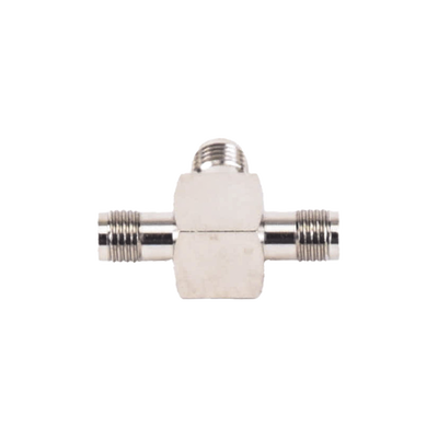 Adaptador en Forma T, de Triple Conectores SMA Hembra, Níquel/ Oro/ Teflón.
