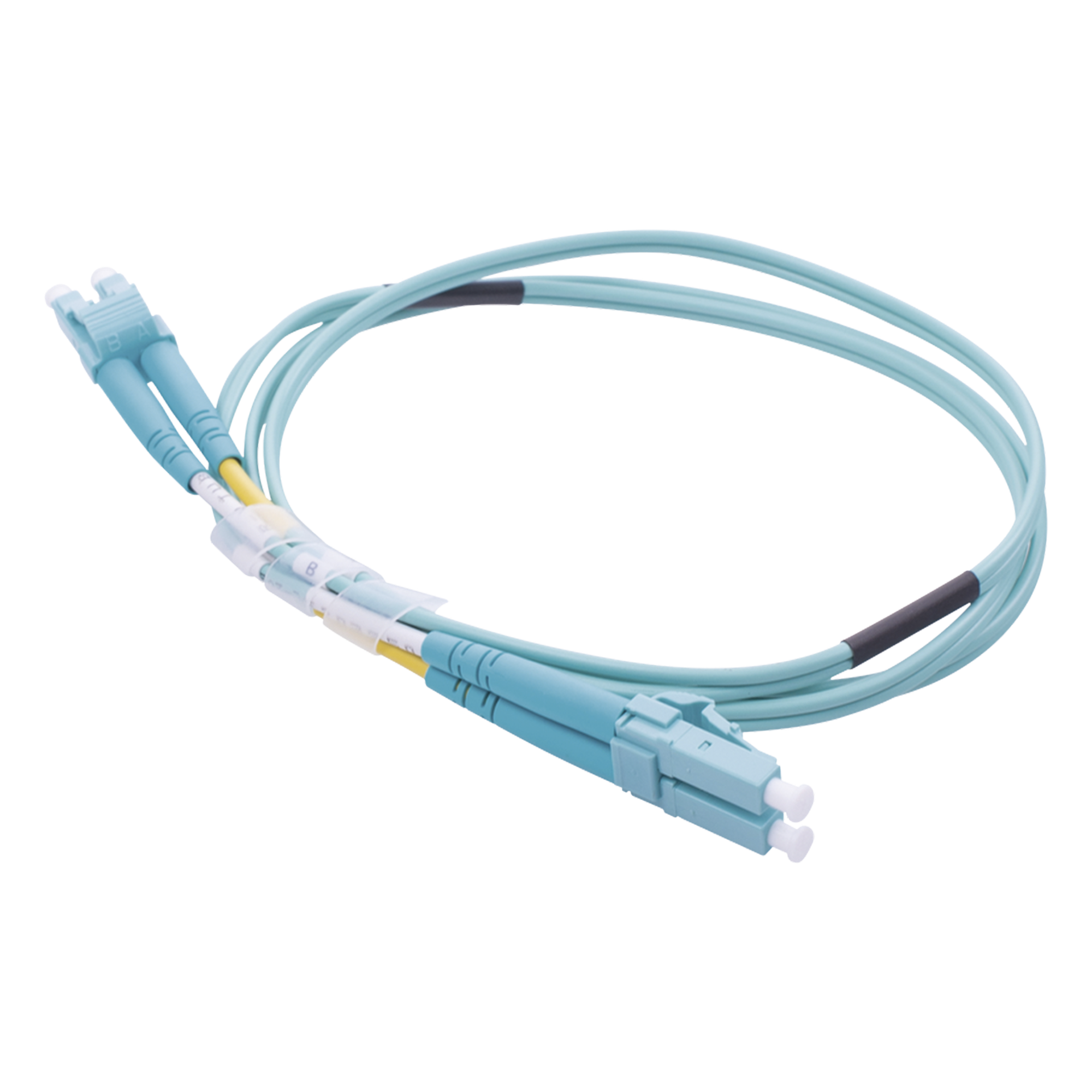 Jumper de Fibra Óptica Multimodo OM4 50/125 LC-LC OFNR (Riser), 2.0 mm, Dúplex, Aqua, 1 metro (3.28 pies) — LINKEDPRO BY EPCOM · SKU LP-FOM4-LCLC-R01