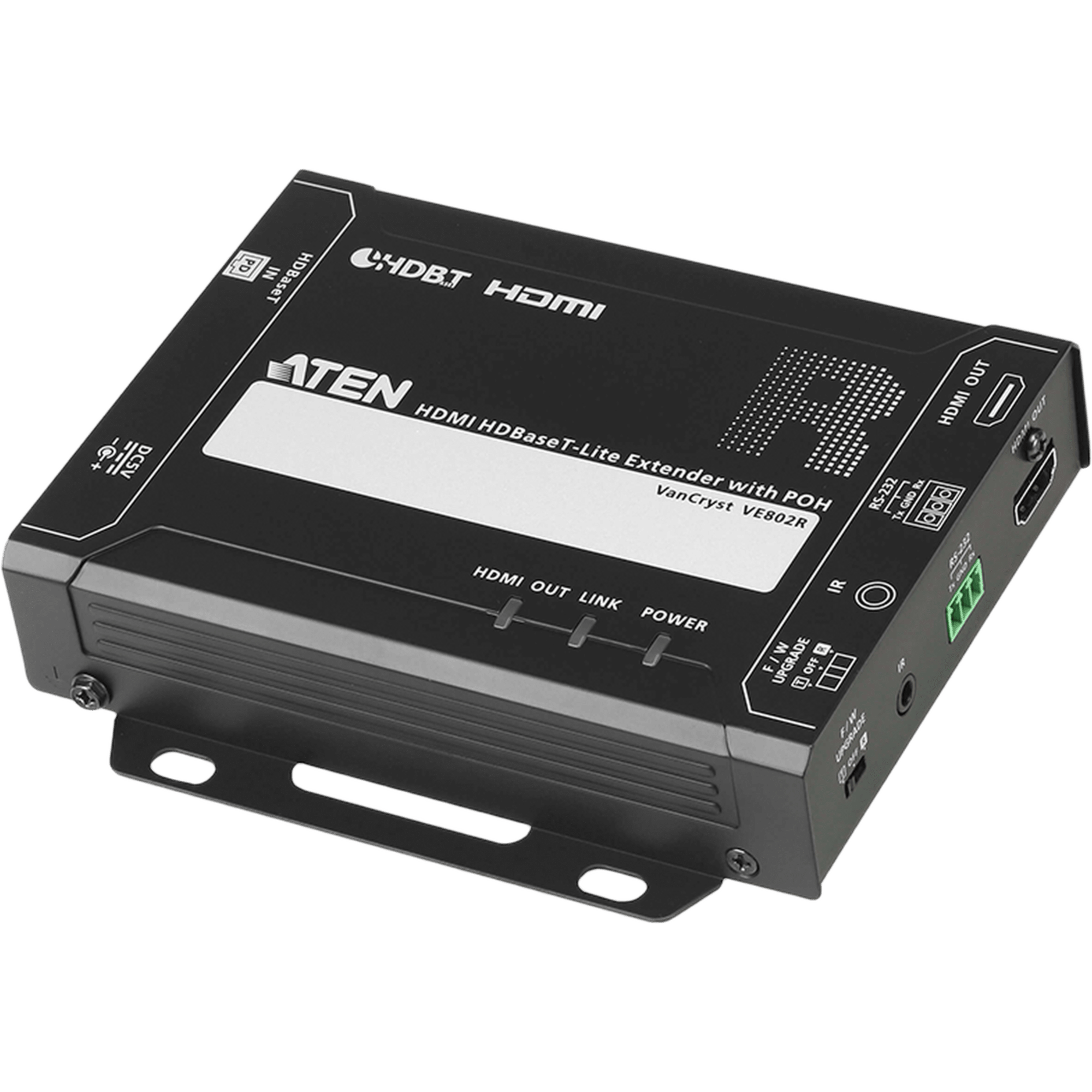 Receptor HDMI HDBaseT-Lite con PoH | 4K a 35 m (Cat 5e/6) / 40 m (Cat 6a/ATEN 2L-2910 Cat6); 1080p a 60 m (Cat 5e/6) / 70 m (Cat 6a/ATEN 2L-2910 Cat6) | HDBaseT Clase B | PoH PD |