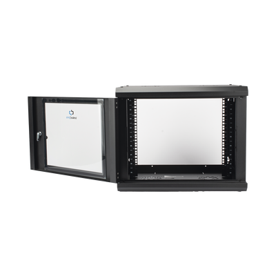 Gabinete de Pared con Puerta de Cristal Templado, 455 mm de Profundidad, 9U Rack de 19'', Acero Reforzado