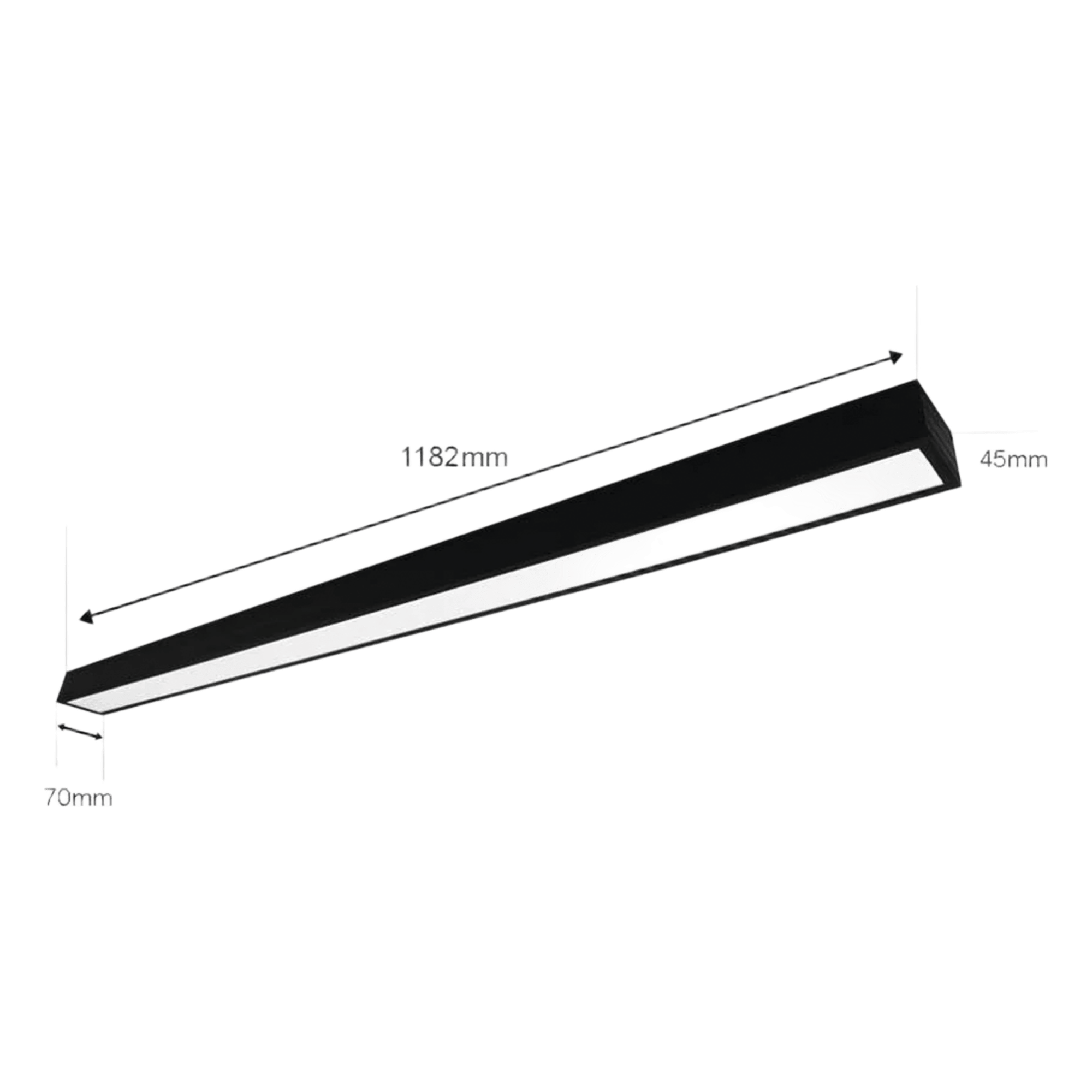 Panel LED Suspendido 22 W / 127 Vca~60Hz / Flujo luminoso 1 980 lm / Medidas 1182 x 70 x 45 mm / TCC 6 500 K / Ángulo de Luz de 140°. — JWJ · SKU JLPP-22M