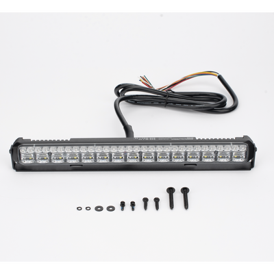 Luz Auxiliar de 45 LED, Top Rojo, Tricolor Rojo/Ambar/Blanco, 11.42", Lente Transparente, SAE