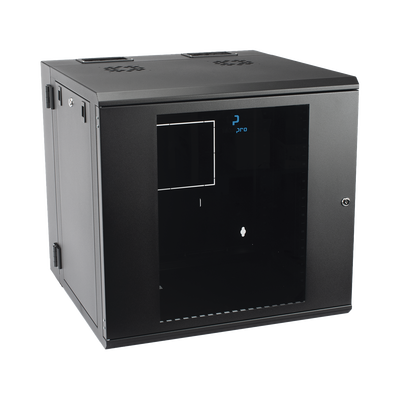 Gabinete Abatible de Pared (Con Marco Trasero) con Rack 19" de 12 Unidades. Ventana de Cristal Templado.