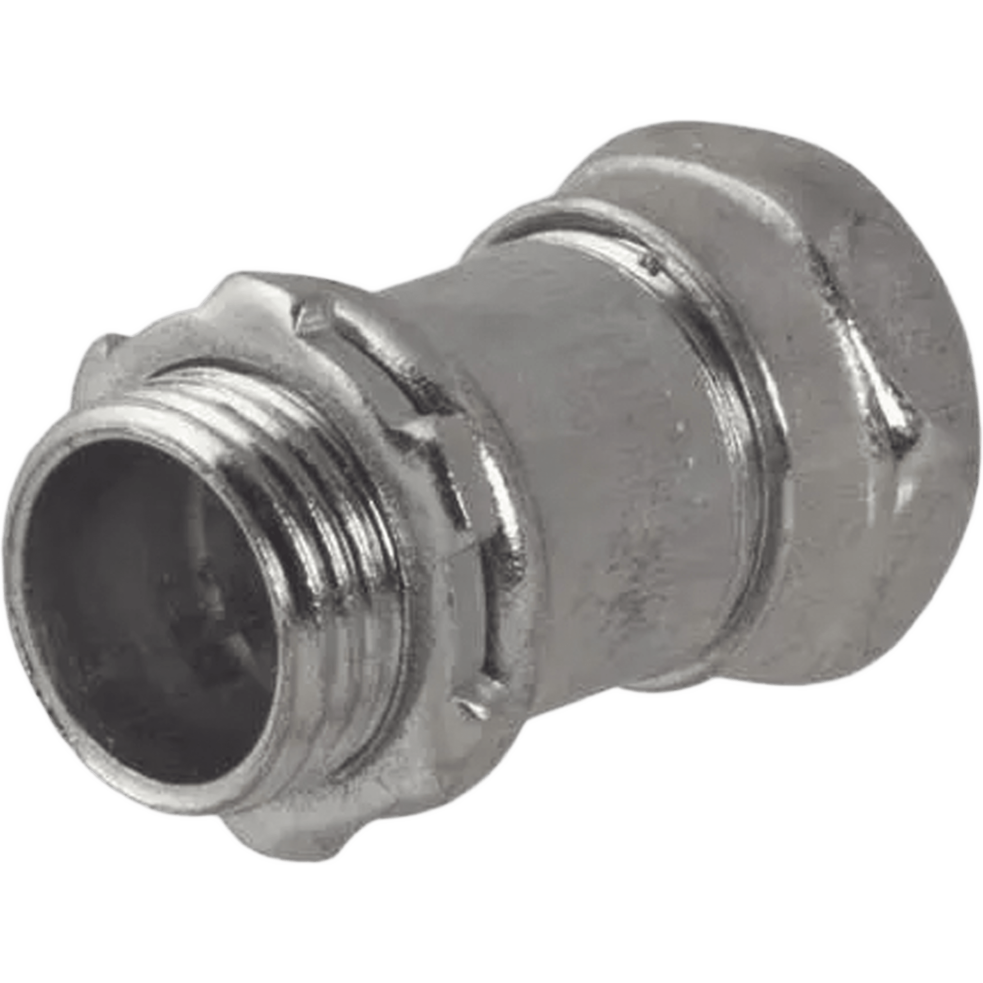 Conector Recto Compresión de Acero Galvanizado para Pared Delgada de 1 1/2".