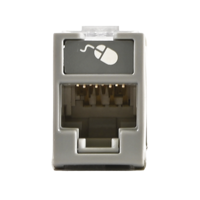 Jack Ultramax Cat6, UTP, Montaje Híbrido en Placa de Pared (Plano y Angulado), Color Gris, Punch Down