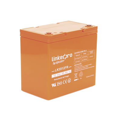 Batería de respaldo 12 V | 55 Ah | AGM | Certificada UL94-V0 Retardante a la Flama | Especial para Seguridad Electrónica | UPS | Sistemas de emergencia | Vida útil 5 años | Terminales T2 