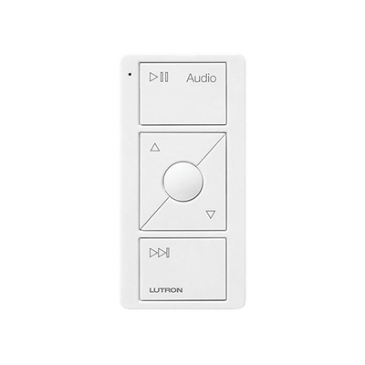 Control Pico inalámbrico para audio con Sonos: reproducir, pausar, volumen y favoritos; requiere hub Caseta Wireless, RA2 Select, RadioRA 3 o HomeWorks — LUTRON ELECTRONICS · SKU PJ23BRLGWHA02