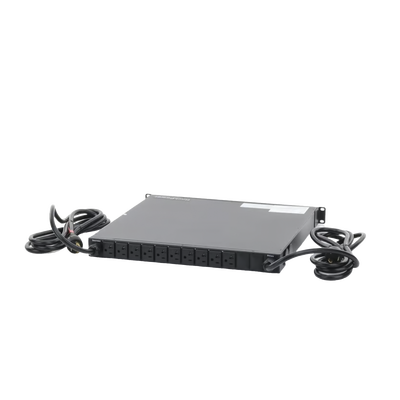 PDU Monitoreable de Transferencia Automática ATS (Fuente Redundante), Con 10 Salidas 5-15R, Enchufes de Entrada L5-20P, Instalación Horizontal de 19in, 1UR, 20 Amp, 120 Vca 